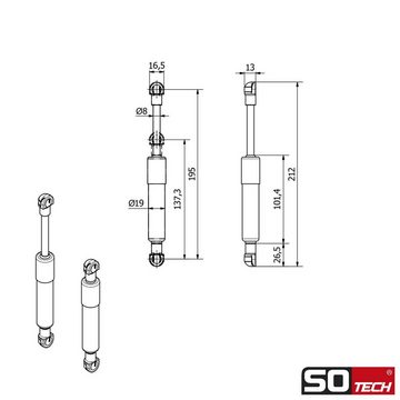 SO-TECH® Druckfeder Gasdruckdämpfer Lift-O-Mat 250N - Ersatzteil für Kesseböhmer Beschläge (1 St), Kompressionsfeder 250N für KESSEBÖHMER Lift-o-Mat
