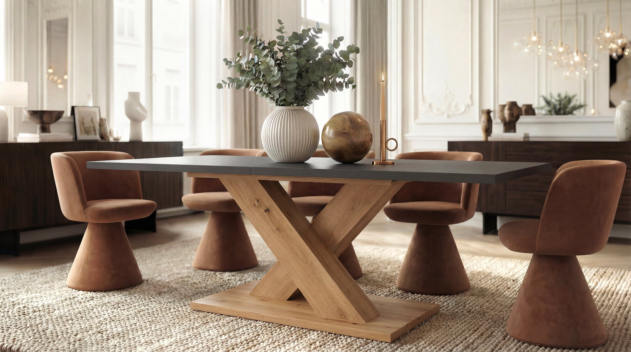 Newroom Esstisch Wildeiche 150 cm, Esstisch Ausziehbar Wildeiche Modern Esszimmertisch Tisch Esszimmer