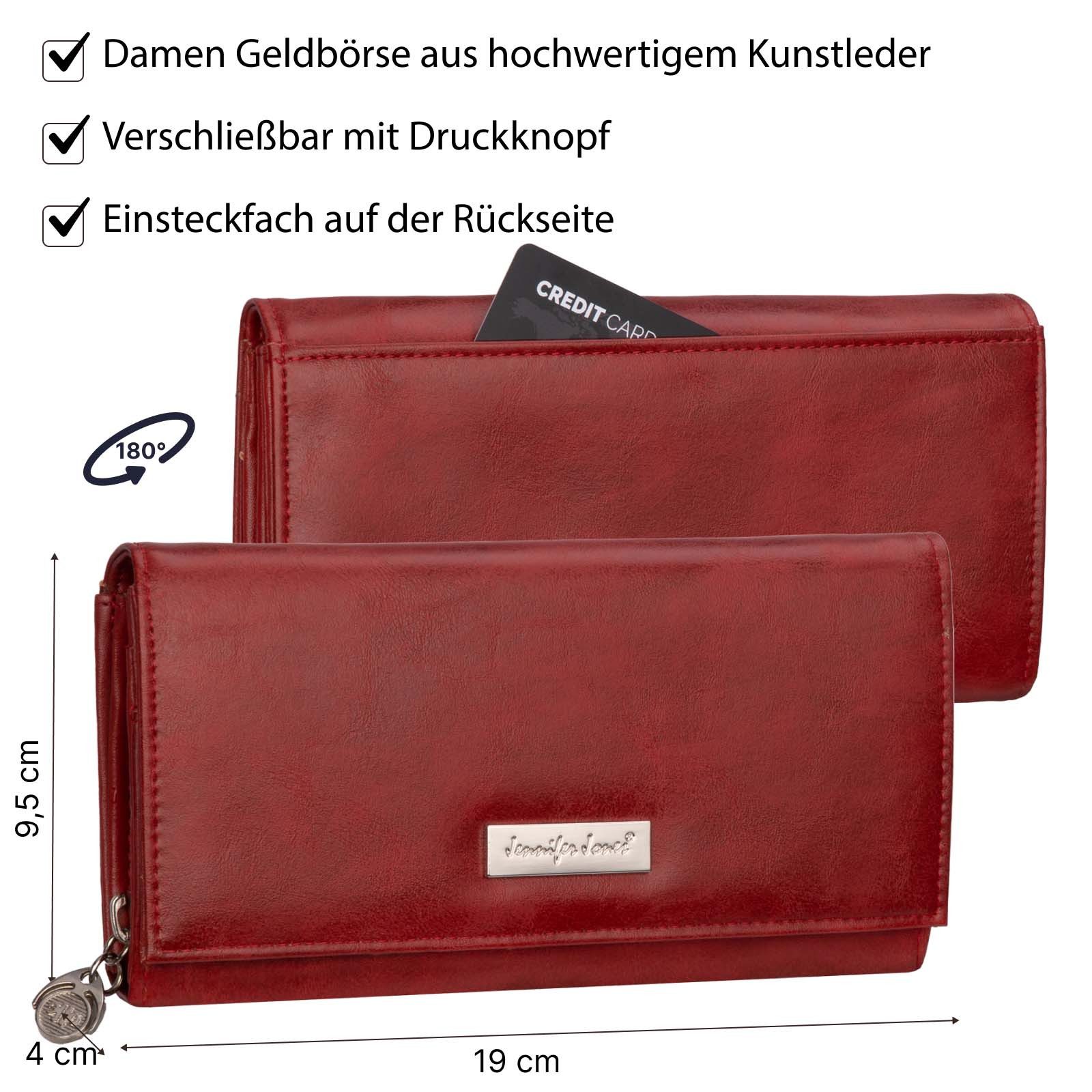 Jennifer Jones Geldbörse JENNIFER JONES Damen Geldbörse Geldbeutel Brieftasche Portmonee XXL, Damen Geldbörse klappbar mit Reißverschluss Portemonnaie Geldbeutel