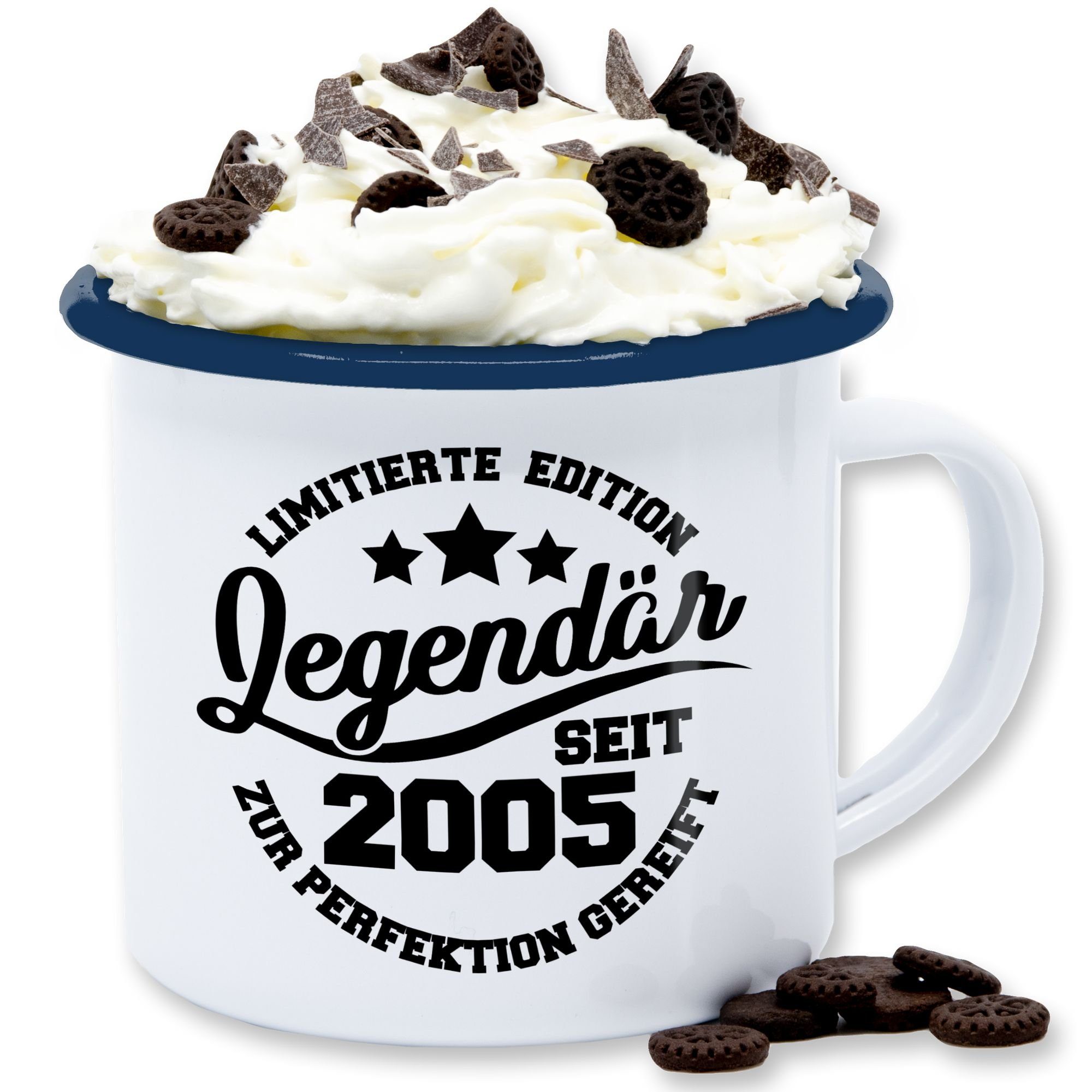 Shirtracer Tasse Legendär seit 2005 - schwarz, Stahlblech, 18. Geburtstag Tasse 3 Weiß Blau | Teetassen