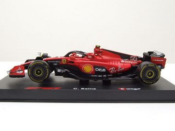 Bburago Modellauto Ferrari SF-23 #55 Formel 1 2023 rot Sainz mit Helm Modellauto 1:43, Maßstab 1:43