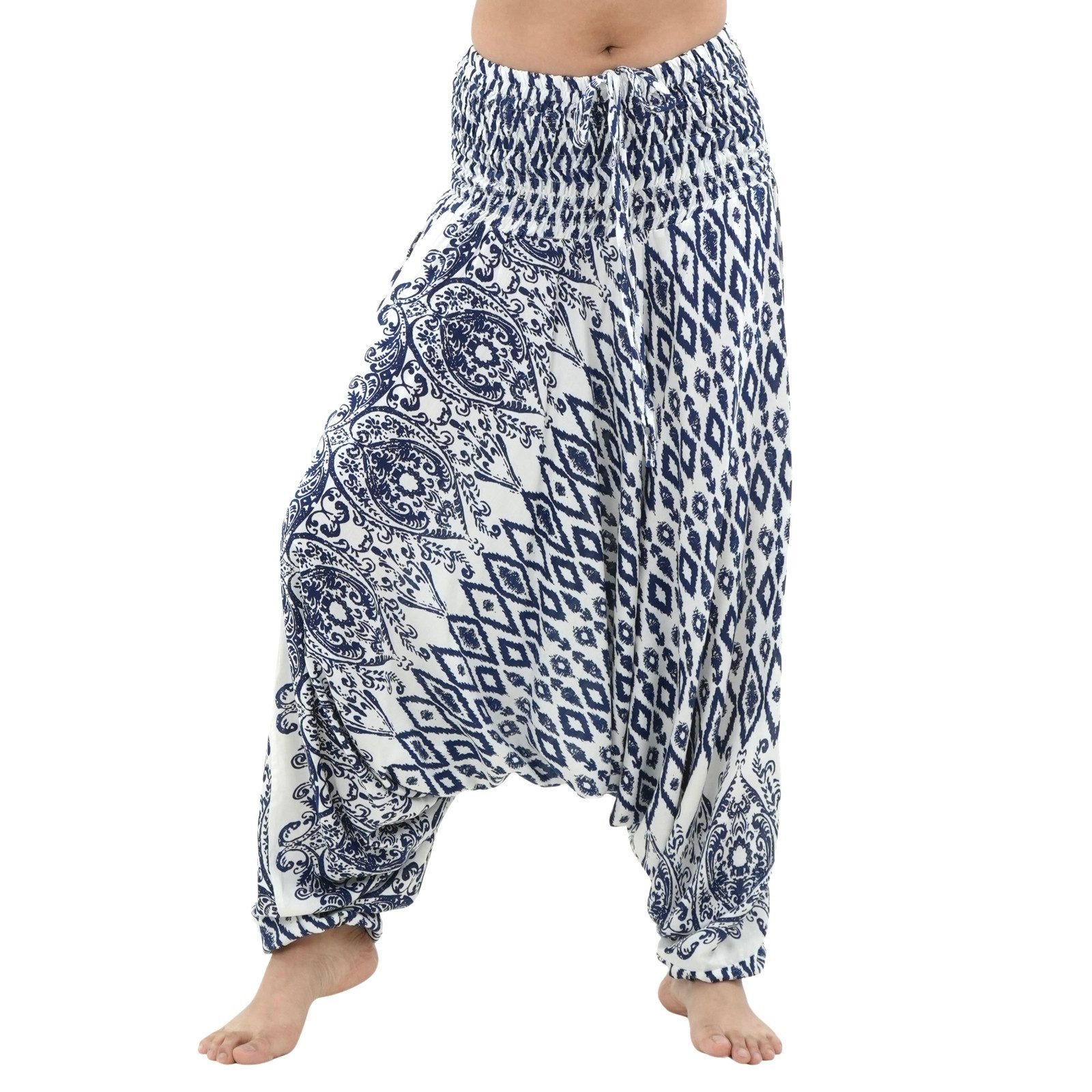 Haremshose Aladinhose aus 100% Viskose weite Sommerhose mit Gummibund Buddha Hose