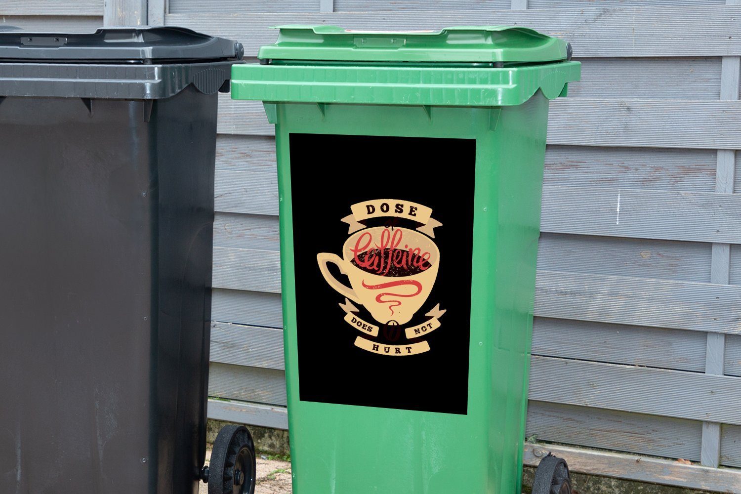 Sprichwörter Abfalbehälter Eine Mülltonne, Koffein Kaffee - Vintage - Dosis Wandsticker Mülleimer-aufkleber, Sticker, (1 Zitate Container, - St), tut - MuchoWow