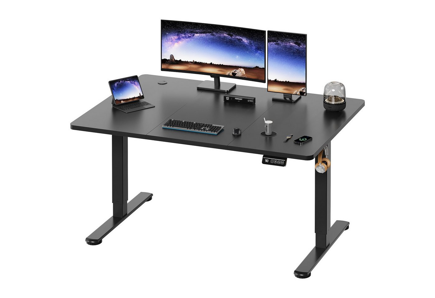 HOMALL Schreibtisch Höhenverstellbar elektrischer Memory-Funktion 100/120/140/160/180cm (Zweistufige Hohenverstellung Ergonomischer Kopfhorerhaken und Kabelhalterung)