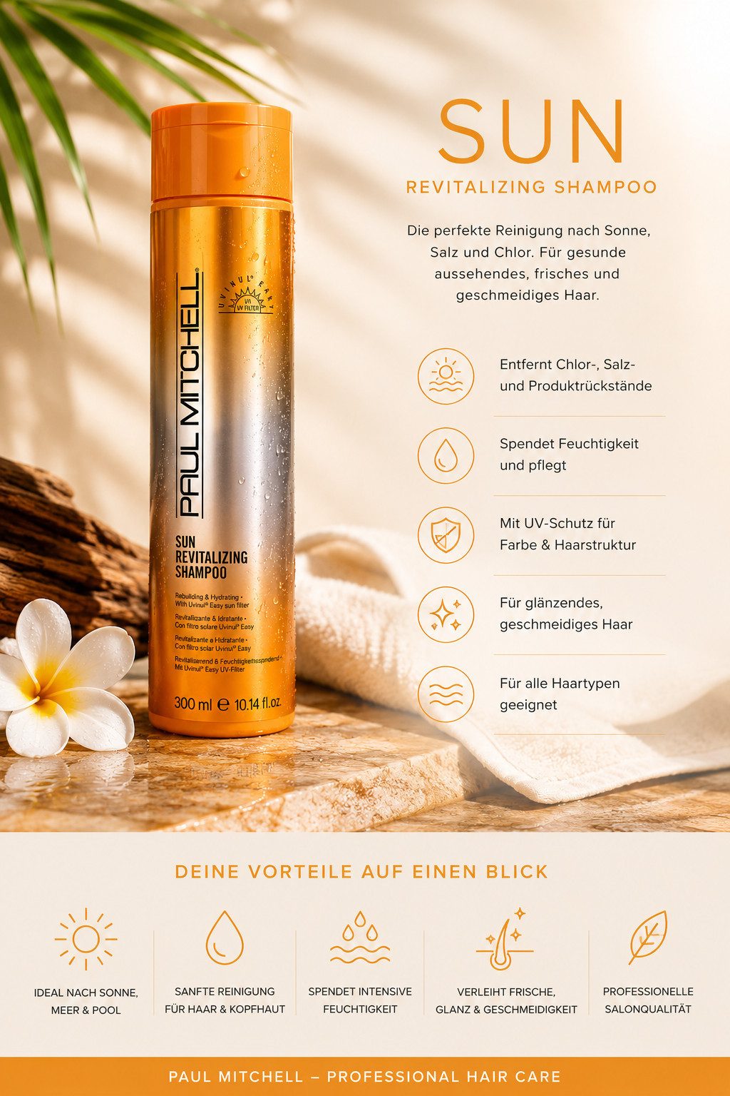 PAUL MITCHELL Haarshampoo Sun Revitalizing Shampoo 300 ml, sorgt für ein frisches, gepflegtes Haargefühl nach Sonne & Meer