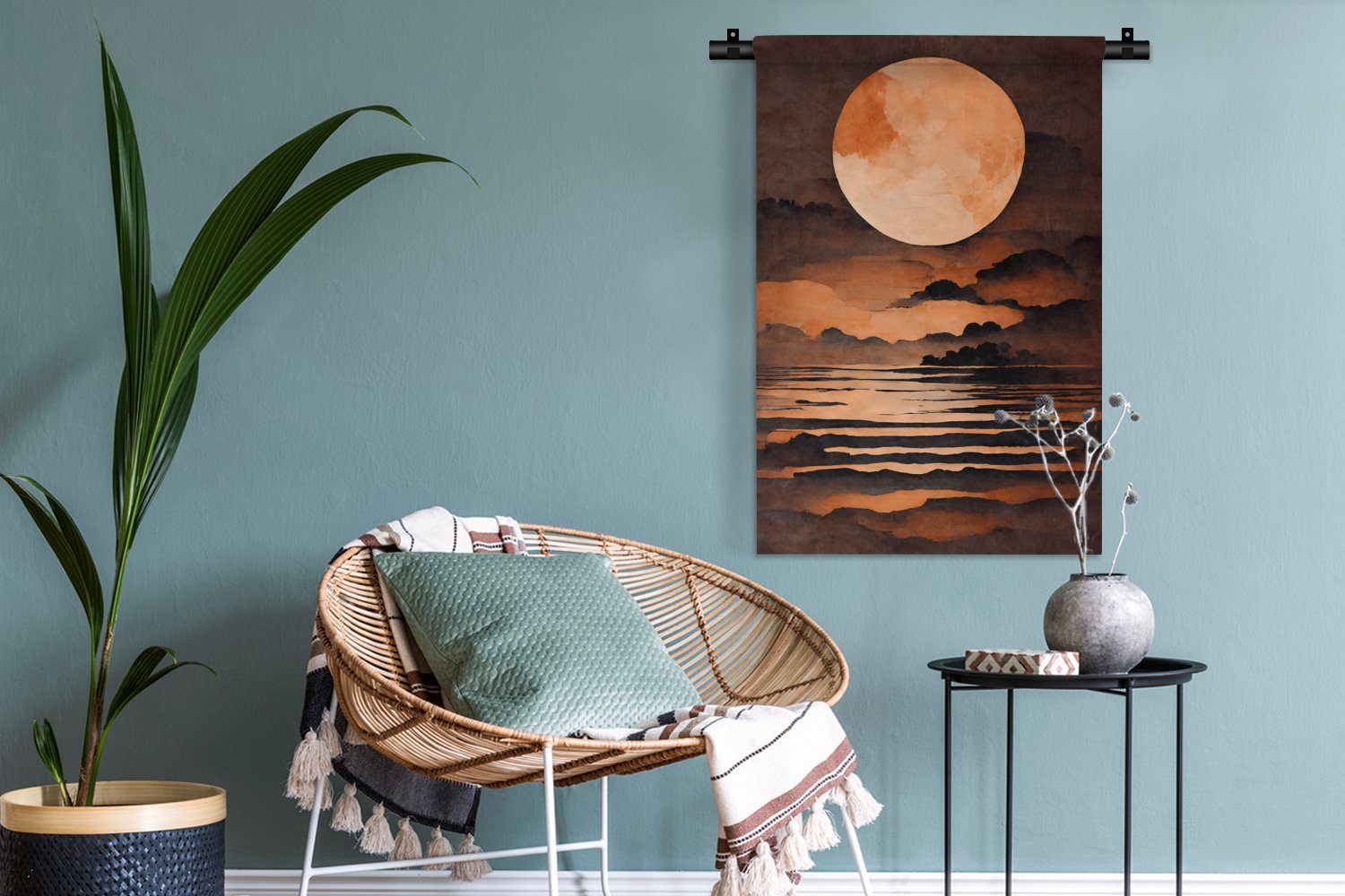 MuchoWow Wanddekoobjekt Mond - Pastell für Wandbehang, Schlafzimmer, Kinderzimmer Kleid, Wanddeko Wohnzimmer, Rot - Vintage, 