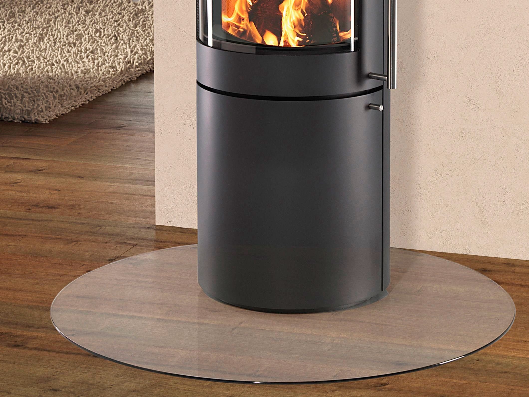 Hanseatic Bodenschutzplatte für Kaminöfen Heathus Rund 110 Glas, Rund, Ø 110 cm, zum Funkenschutz