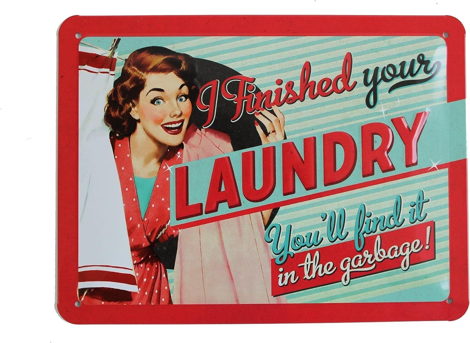 Metallschild Blechschild 15x20 cm - Finished your Laundry