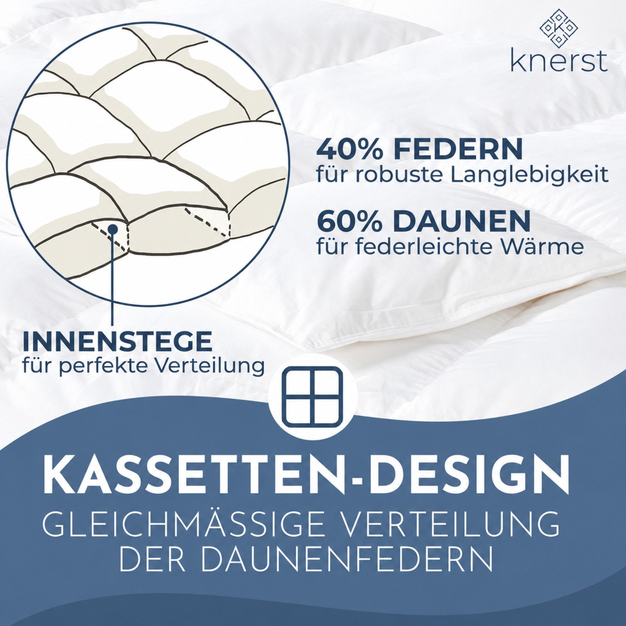 KNERST Daunenbettdecke Daunenbettdecke für hohen Schlafkomfort. Waschbar bei 40 °C., Füllung: 100% Daunen & Federn, Mittel Warm, 135x200cm, Ganzjahresdecke, atmungsaktiv, ohne Lebendrupf