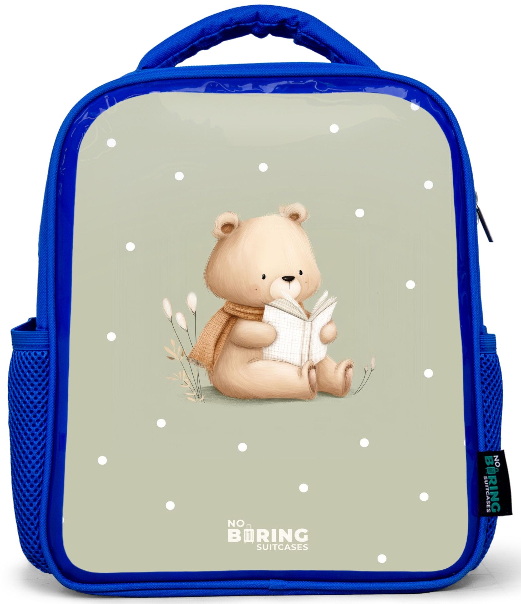 Rucksack Blau - Ein Braunbär liest ein Buch - Grün