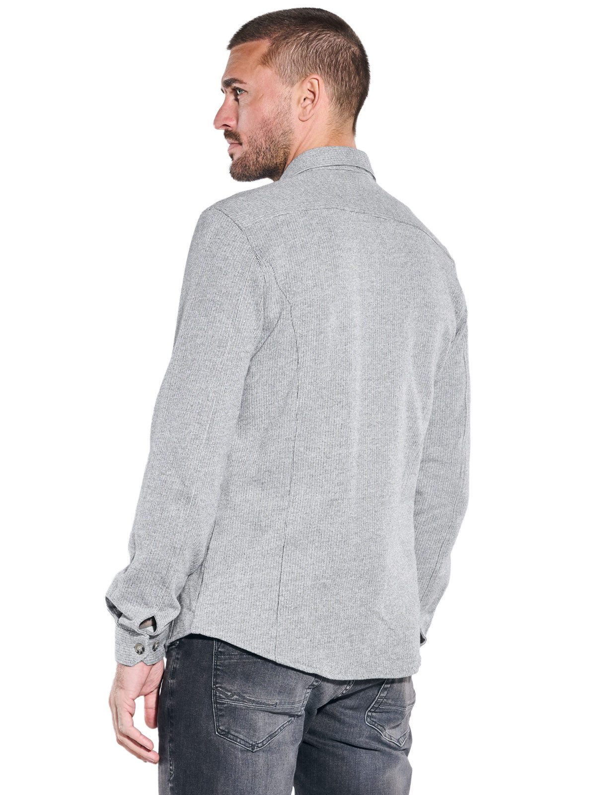 emilio adani Langarmhemd Herren Overshirt in Sweat-Warenqualität, Hellgrau – Bild 2 von 5