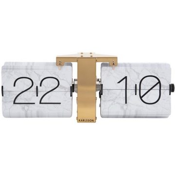 Karlsson Uhr Wanduhr Flip Clock No Case Marble White Gold Stand