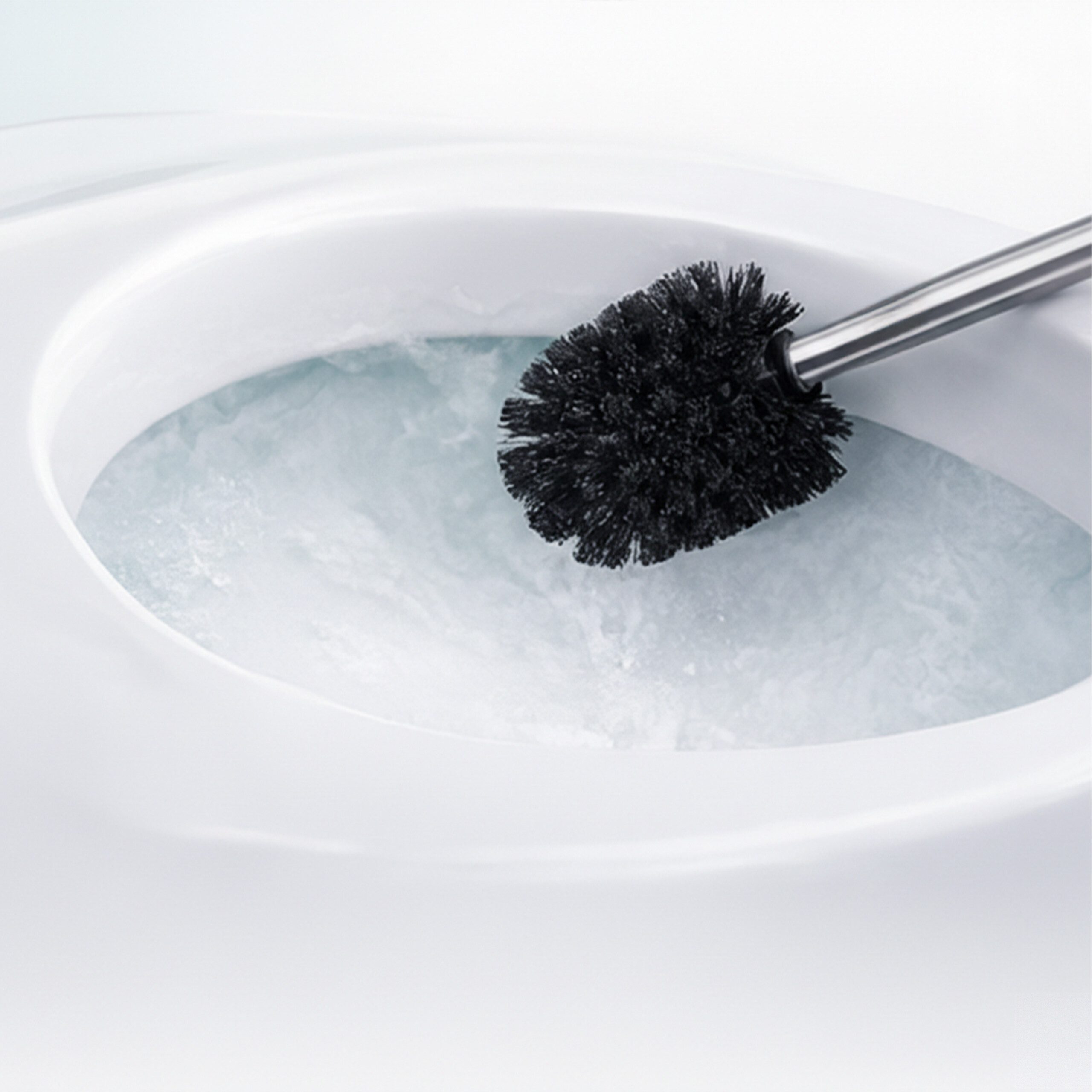 relaxdays WC-Reinigungsbürste WC Bürste mit 5 Bürstenköpfen D 8 cm, alle handelsüblichen WC-Garnituren, Gäste-WC, Badezimmer, (6-tlg), schwarz – Bild 3 von 5