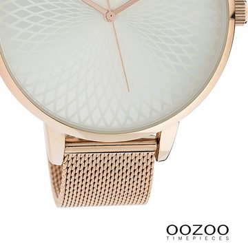 OOZOO Quarzuhr Oozoo Unisex Armbanduhr Timepieces Analog, (Analoguhr), Damen, Herrenuhr rund, extra groß (ca. 48mm), Metallarmband rosegold