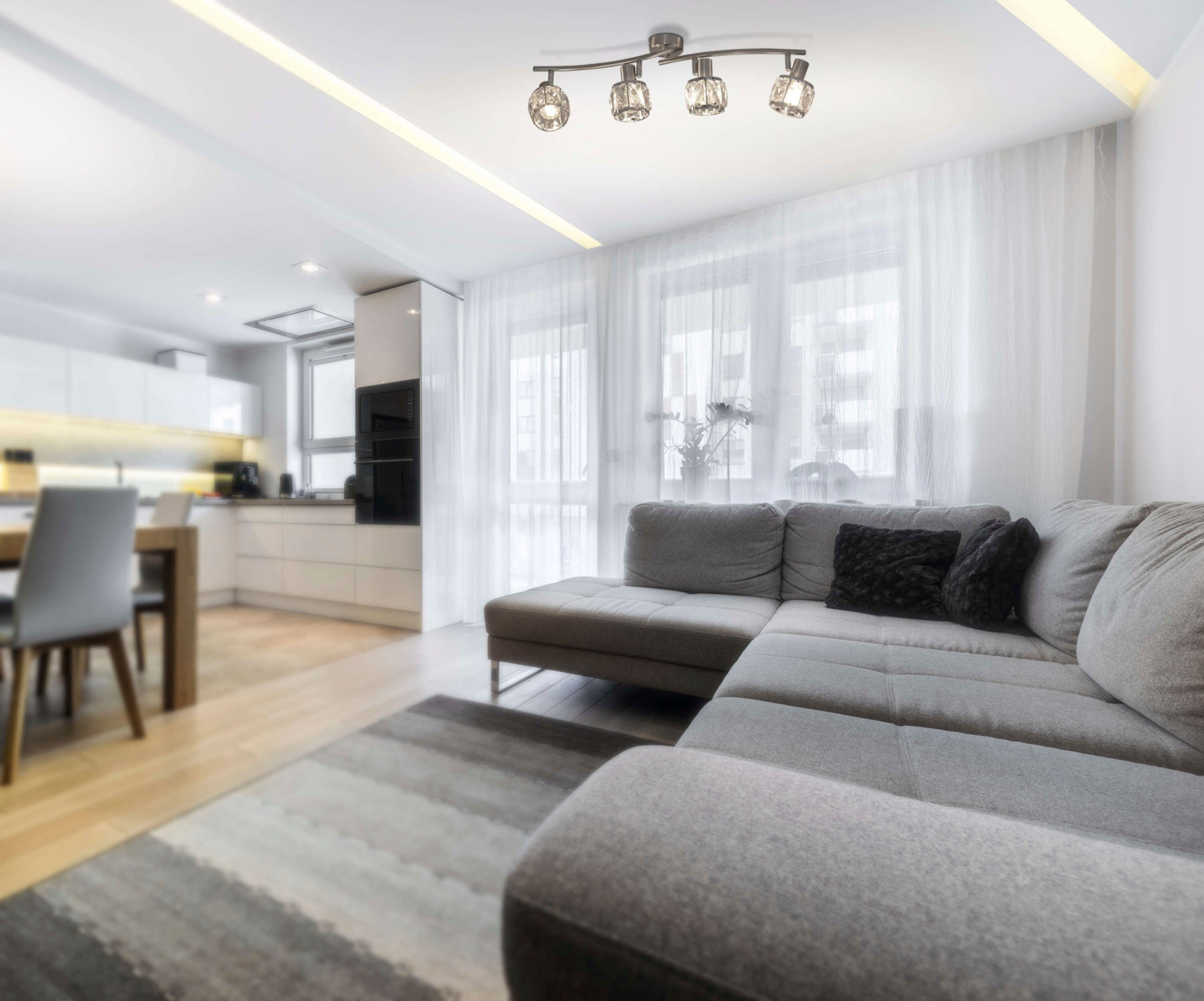 näve LED Deckenspot Josefa, LED fest integriert, Warmweiß, Schirme aus facettiertem Glas, inkl. LED-Leuchtmittel in Warmweiß
