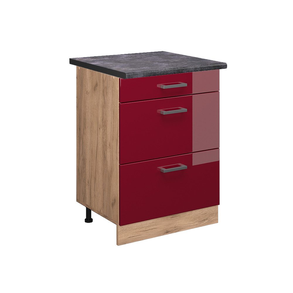 Vicco Unterschrank R-Line, Bordeaux Hochglanz/Goldkraft Eiche, günstig online kaufen