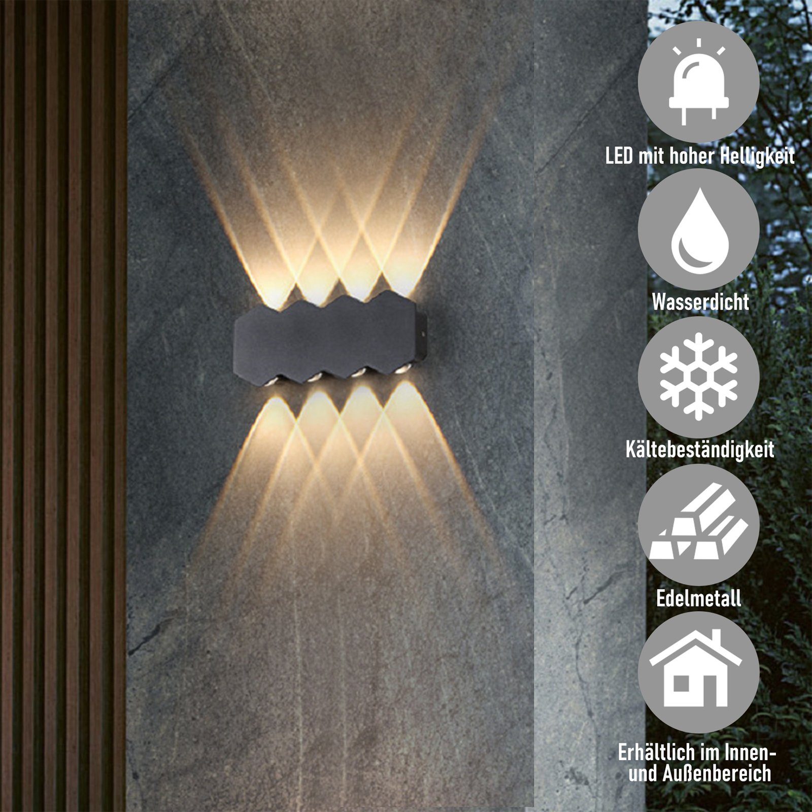 Treppenhaus Wandleuchte Wandlicht Warmweiß CALIYO Wandlampe Flurlampe LED Innen