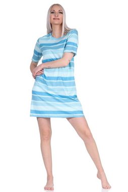 Normann Nachthemd Damen kurzarm Nachthemd im farbenfrohen Streifen Look - 122 464