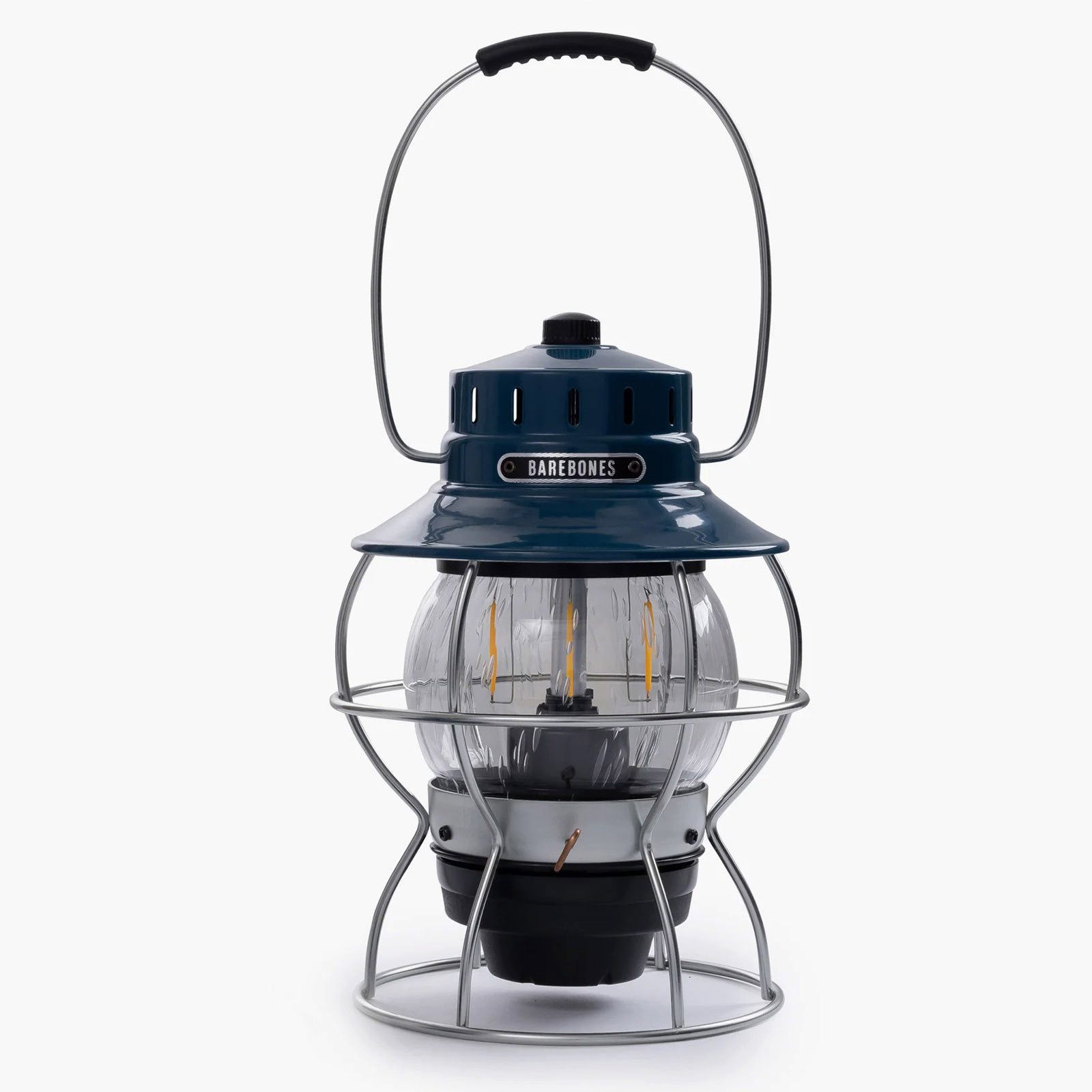 Barebones Laterne Camping Laterne Railroad Retro Lampe Dimmbar, Metall Glas USB Akku LED