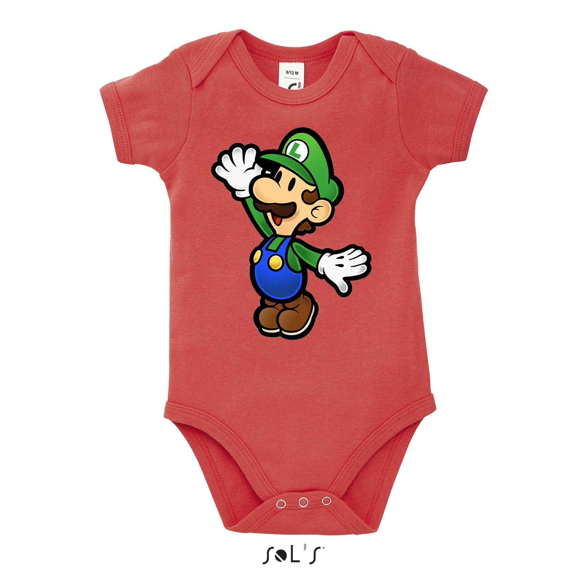 Blondie & Brownie Strampler Kinder Baby Luigi Super Retro Konsole Mario Peach Yoshi Gaming mit Druckknopf