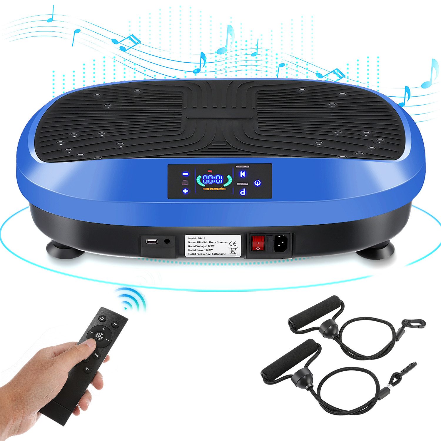 LETGOSPT Vibrationsplatte Vibrationsboard für Ganzkörpertraining mit LCD-Display,Expanderbändern, 200,00 W, 120 Intensitätsstufen, (1), 200W Motor, 120 Intensitätsstufen, 3 Vibrationszonen