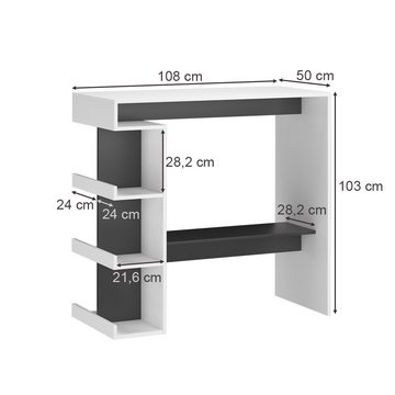 Vicco Bartisch Stehtisch Küchentisch Dana Weiß Anthrazit Ablage Fächer Regal