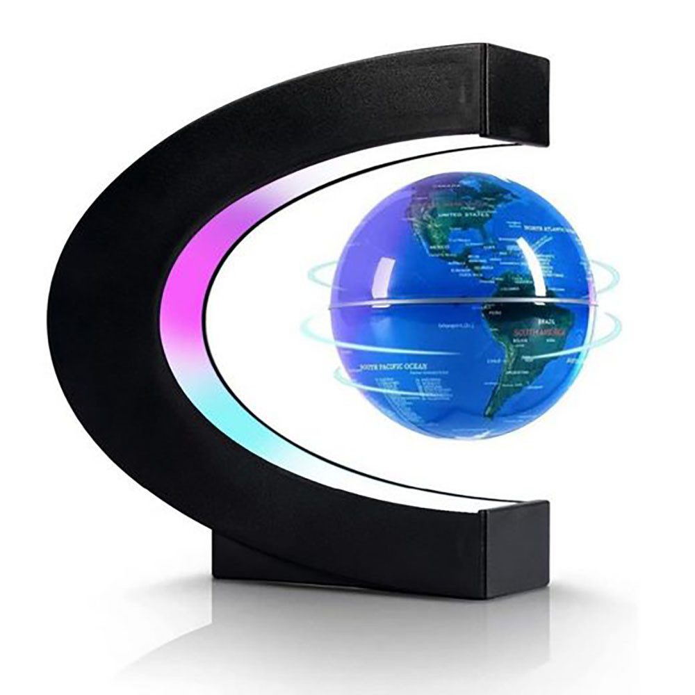 Gontence Globus Magnetischer Schwimmender Globus mit farbigen LED-Lichtern C-Form, (1-tlg), für Bildungsheim Büro Schreibtisch Bücherregal Dekoration