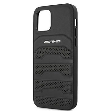 Mercedes Handyhülle iPhone 12 Mini AMG Cover Hardcase Leder schwarz