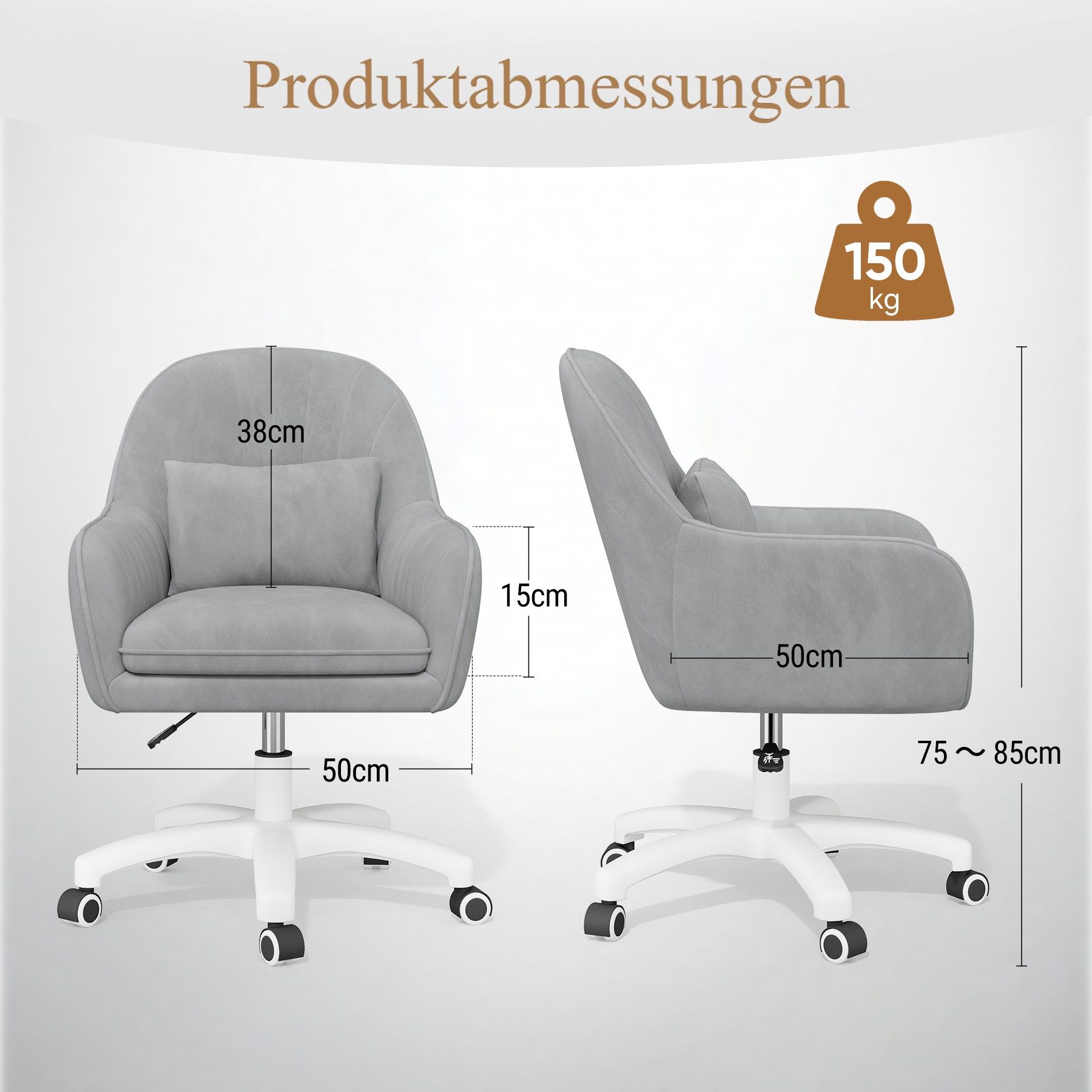 HawthyHome Bürostuhl Ergonomischer Homeoffice-Stuhl, 360° Drehbar & Höhenverstellbar (1 St), Samtbezug mit Kopfkissen, ideal für Arbeitszimmer & Schlafzimmer