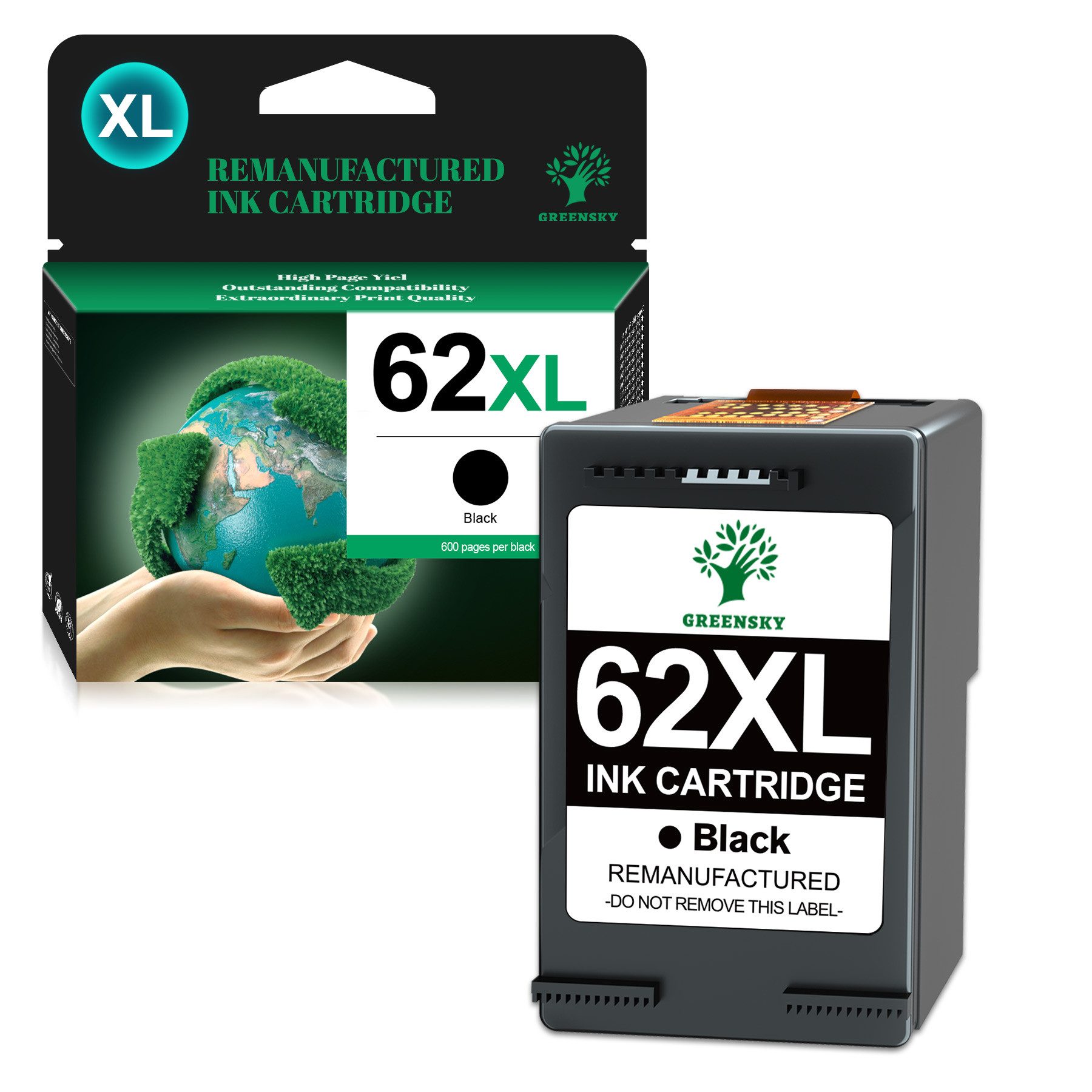 Greensky Patronen für HP 62XL OfficeJet 200 250 Mobile 5740 5742 5744 8040 8045 Tintenpatrone (50-tlg)