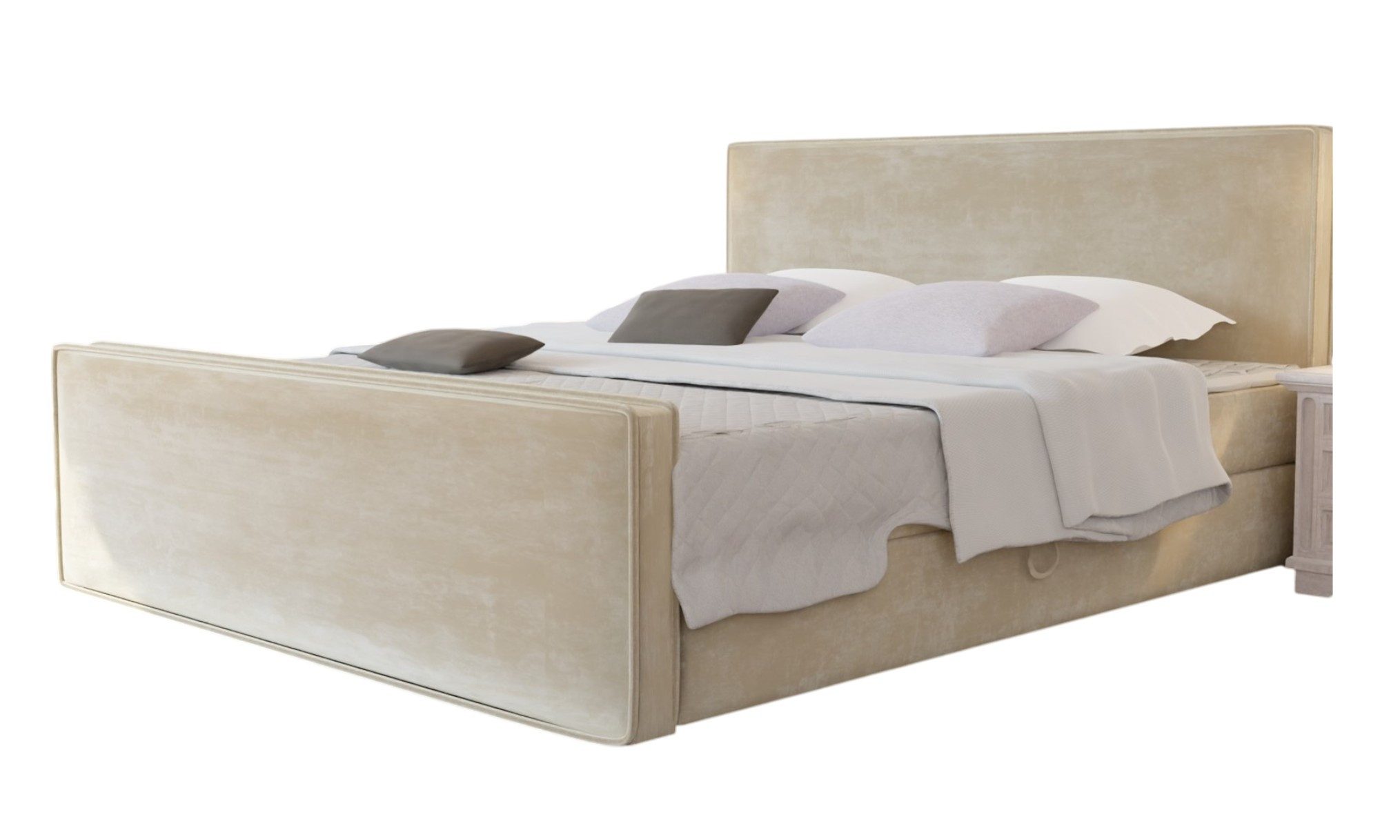 Fun Möbel Boxbett Schlafzimmerbett CELES Überlänge 220cm in Stoff Brooklyn oder Monolith (inkl. Bettkästen, inkl. Kaltschaumtopper), Beidseitig aufklappbare Bettkästen