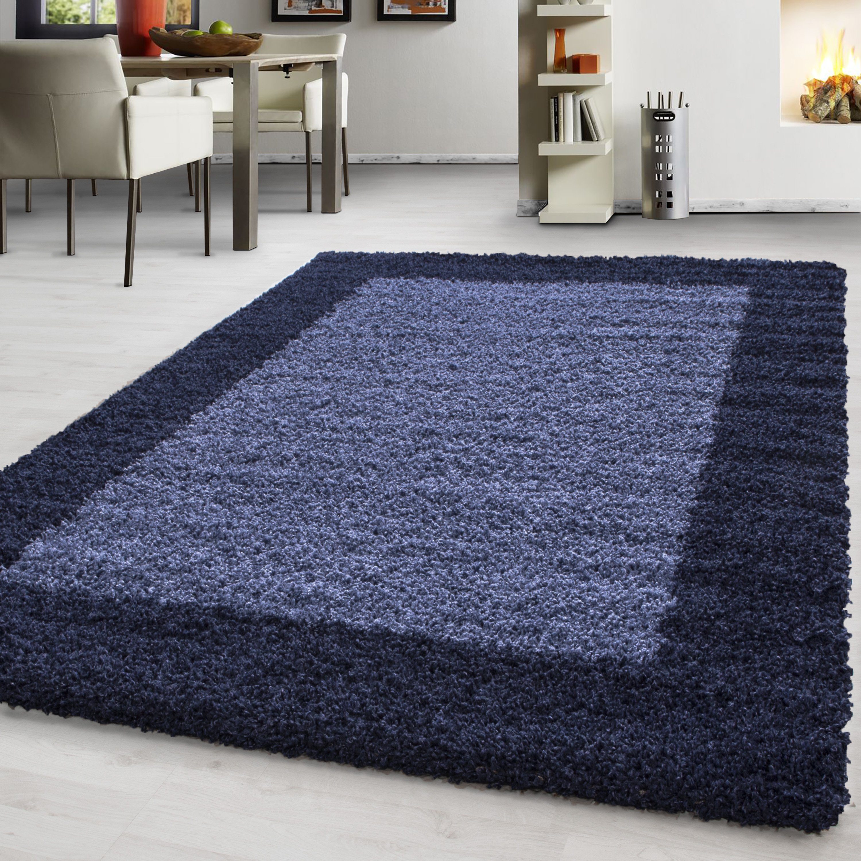 30 Teppium, Teppich Höhe: mm, Wohnzimmer Teppich Navy Bordüre Läufer, Design,