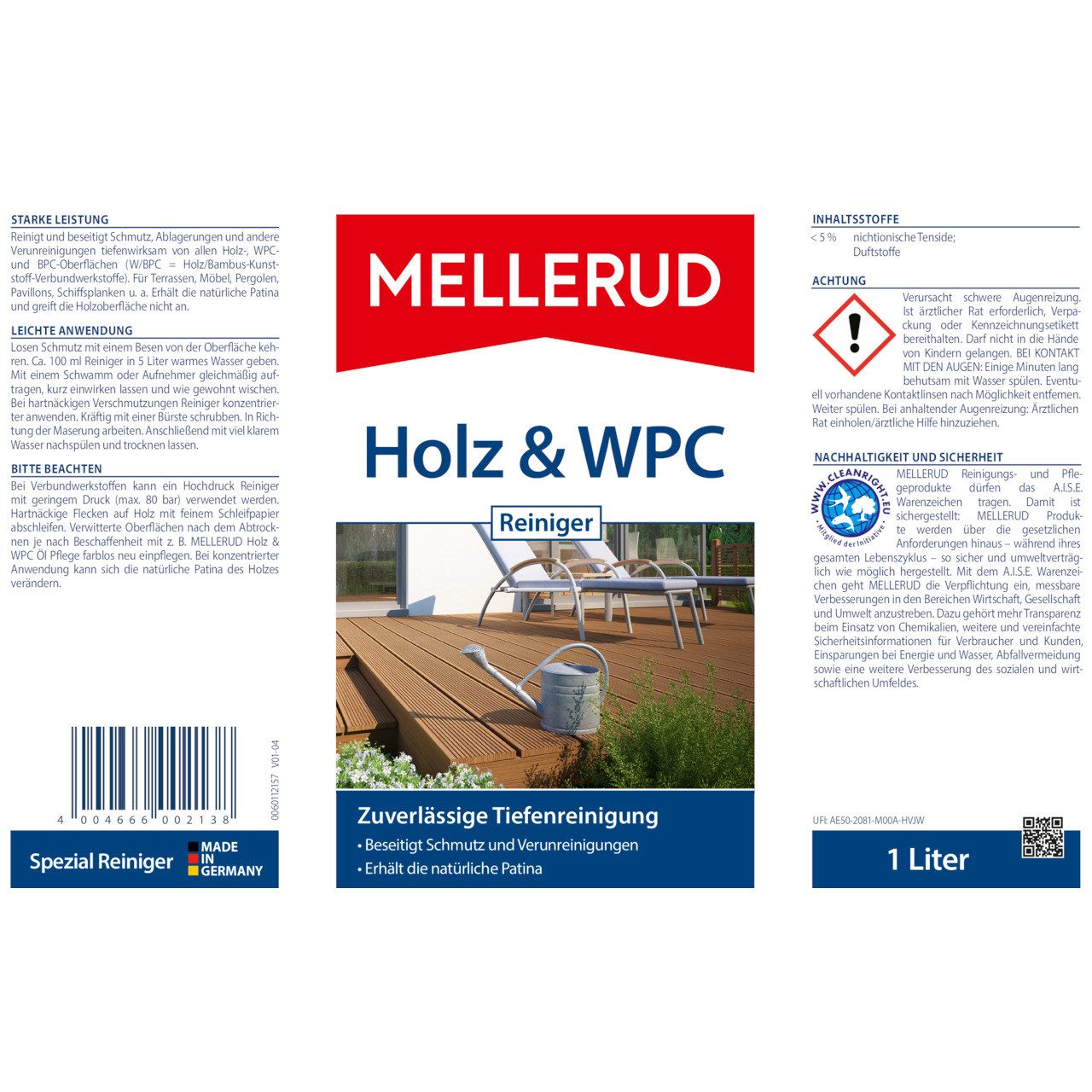 Mellerud Holz & WPC Reiniger 1,0 l Kunststoffreiniger