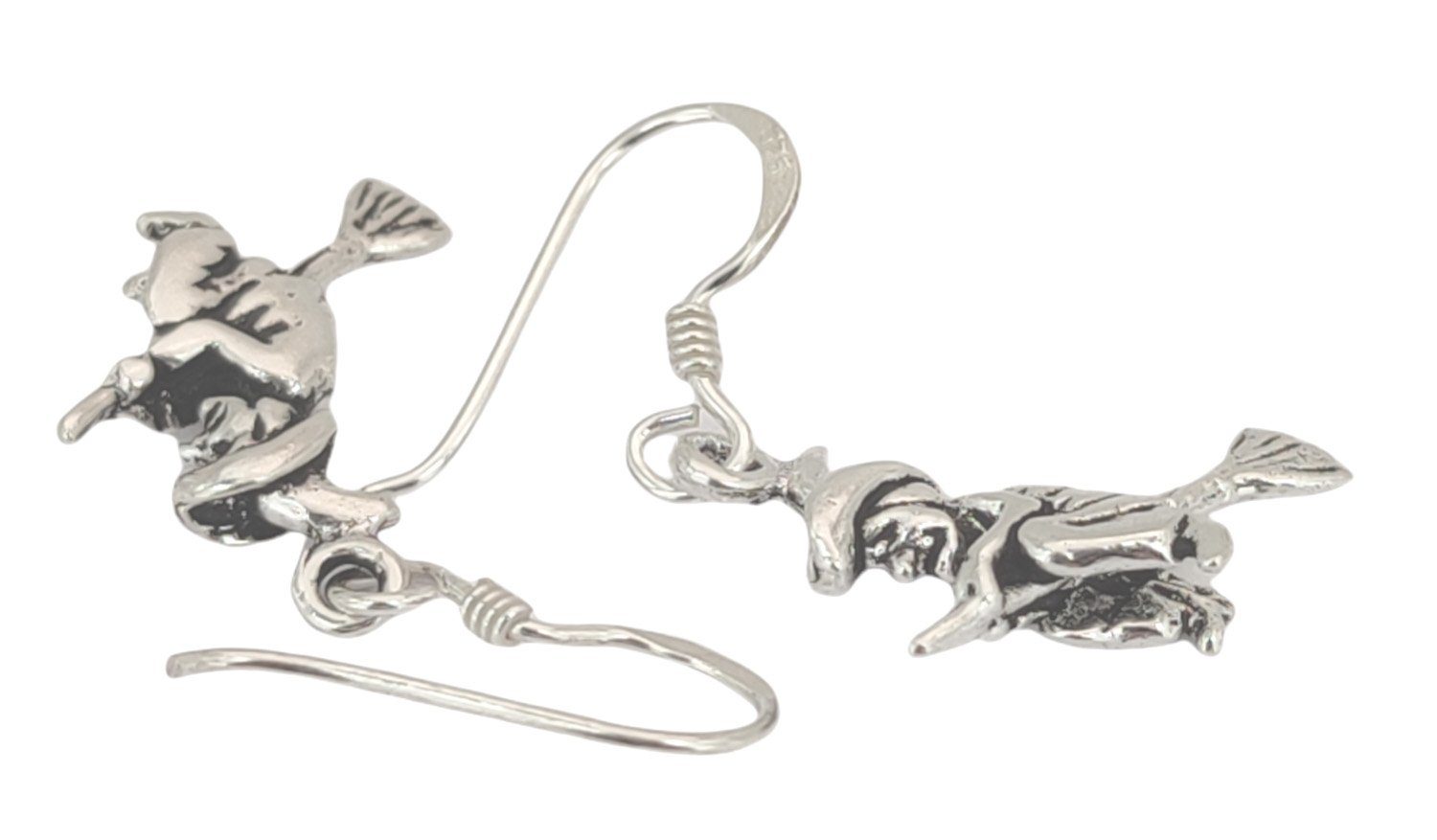 Hexen Sterling 925 Kiss Hexe Ohrring Ohrringe of Ohrhänger Paar aus Ohrhänger Leather Silber
