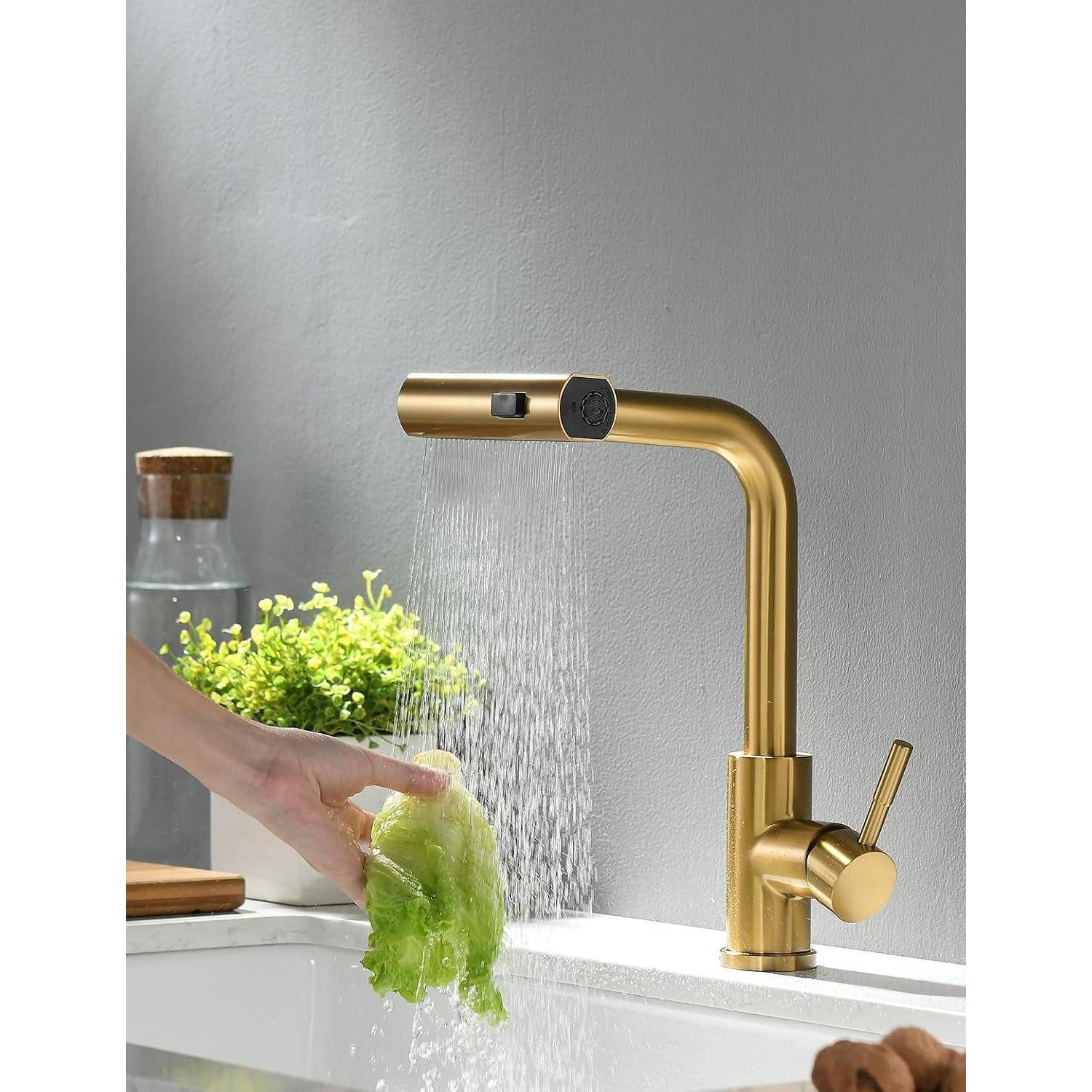 LuxusKollektion Küchenarmatur Küchenarmatur ausziehbar Wasserhahn 360° Schwenkbar, Gebürstetes Gold