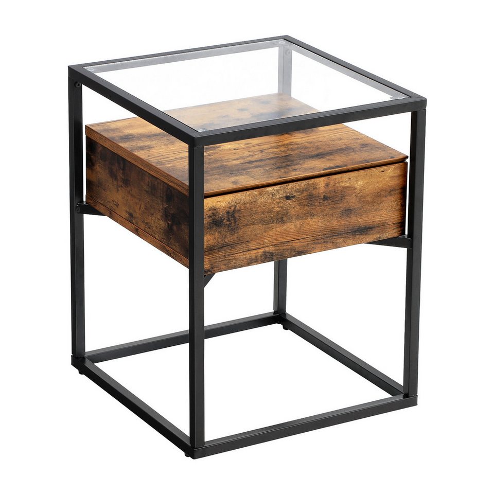 VASAGLE Nachttisch »LET04BX«, Nachttisch, Beistelltisch, Glastisch, vintage