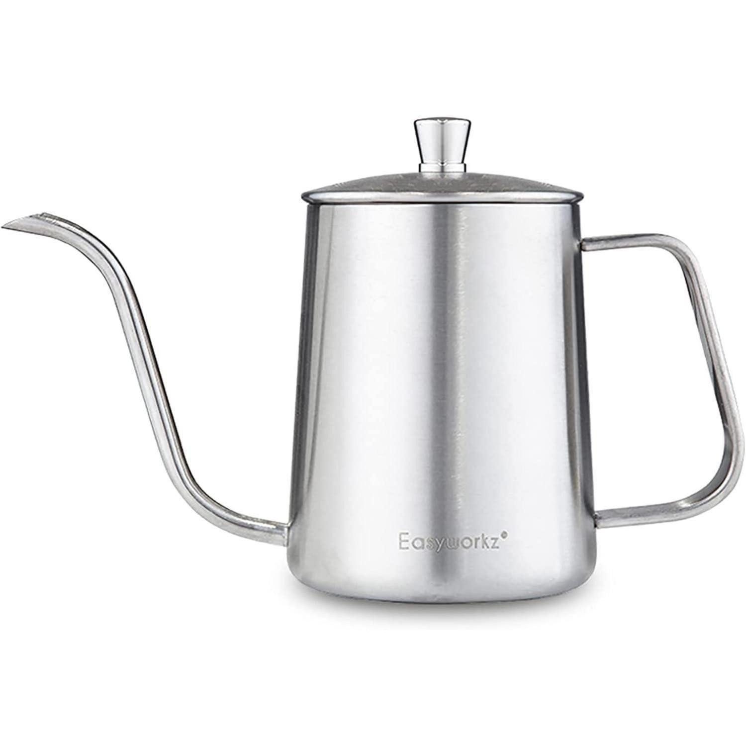 LuxusKollektion Kaffeekanne Kaffeekanne Schwanenhals Edelstahl Handtropfkessel Silber 600 ml