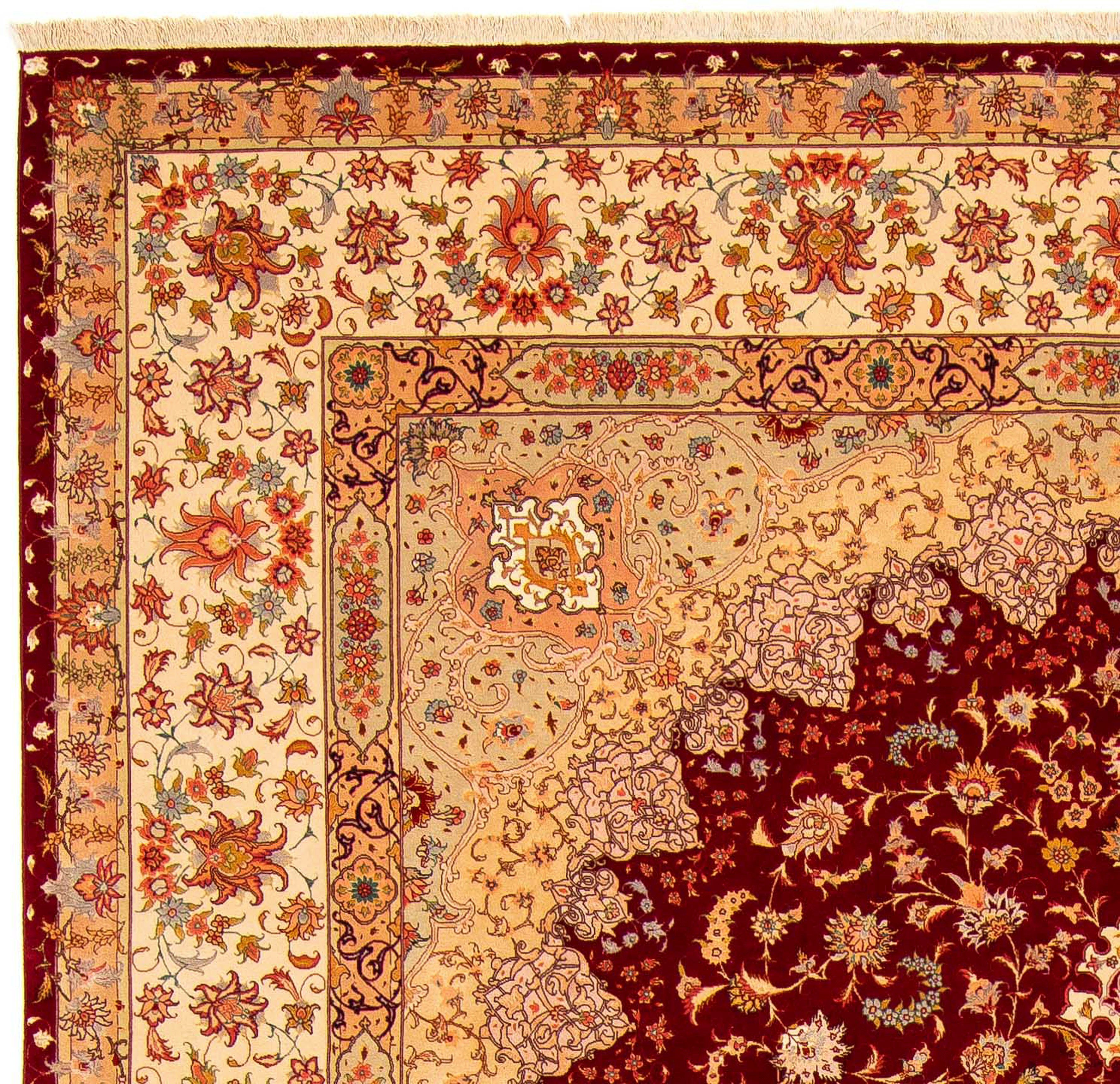 Orientteppich Perser - Täbriz - cm mit - mm, dunkelrot, 300 rechteckig, Royal - Wohnzimmer, morgenland, Höhe: 400 x Handgeknüpft, 7 Einzelstück Zertifikat