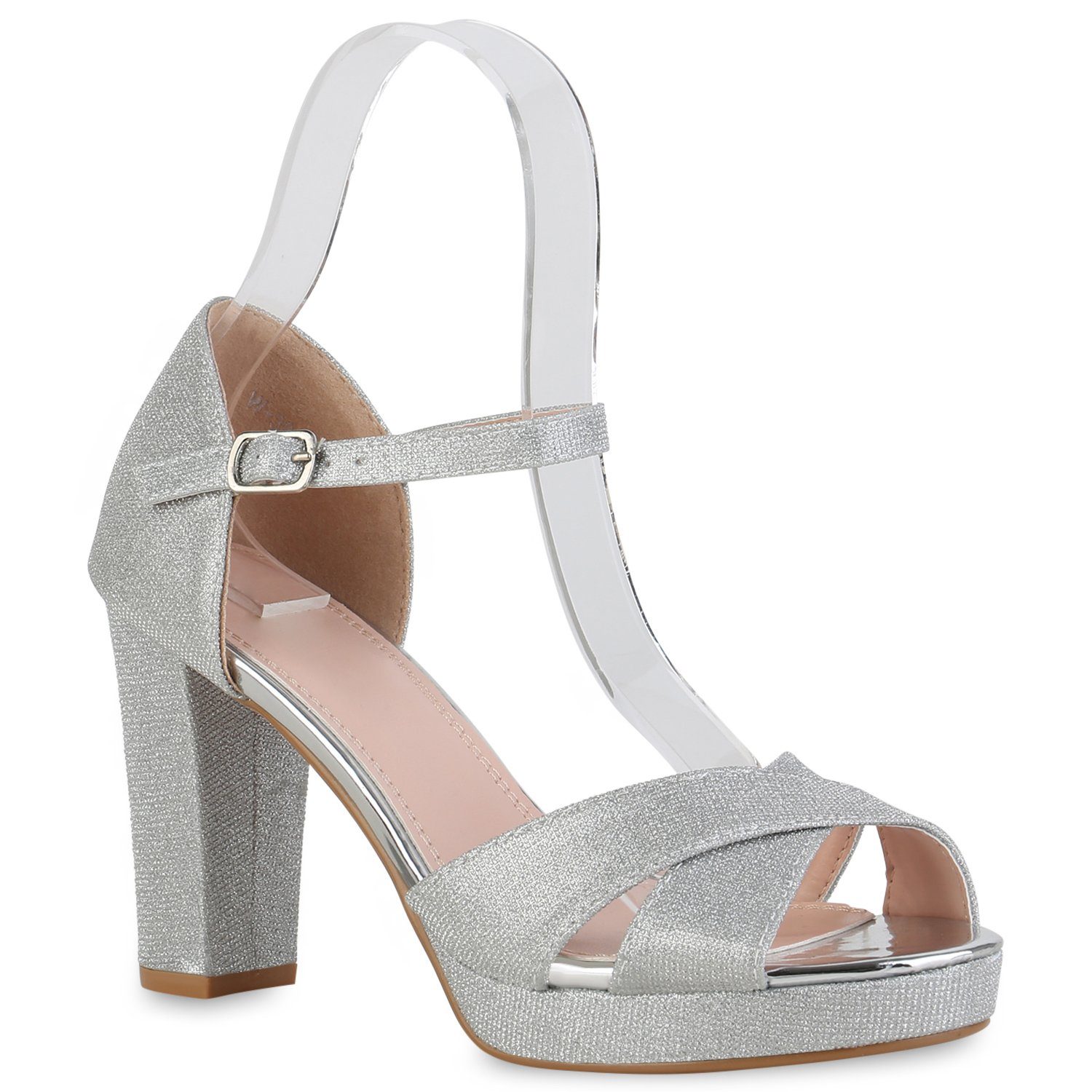 VAN 839957 Bequeme Lack HILL Schuhe Riemchensandalette Silber