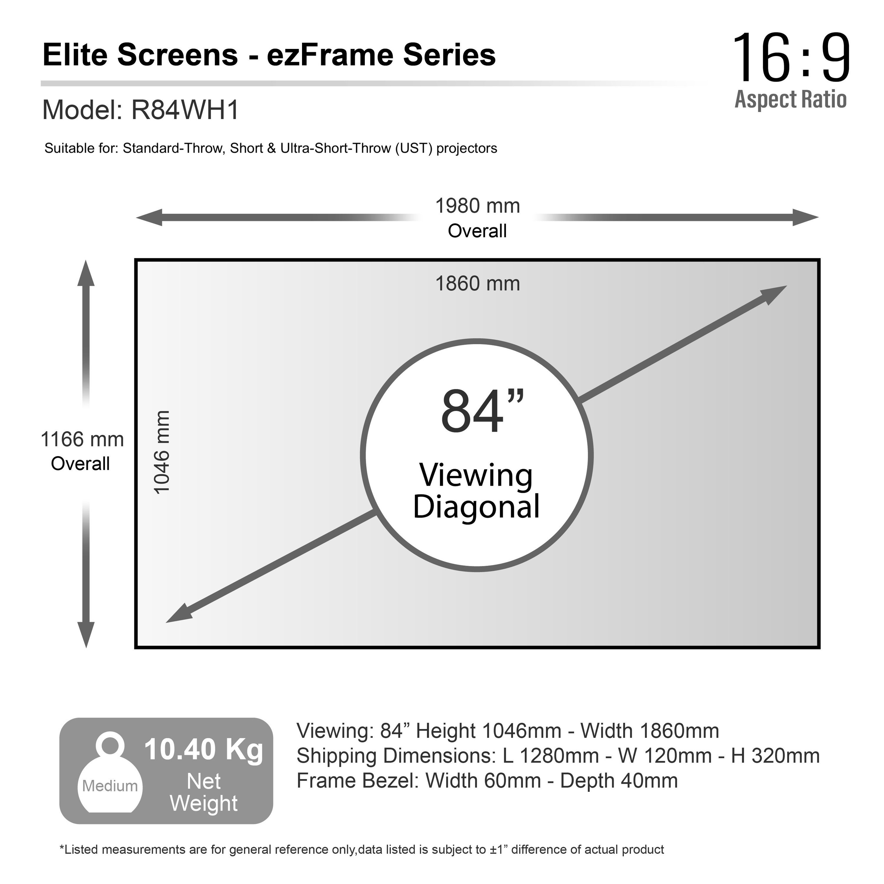 ELITE SCREENS EZ FRAME - RAHMENLEINWAND Rahmenleinwand (16:9 / CineWhite / 186 x 105-CineWhite)