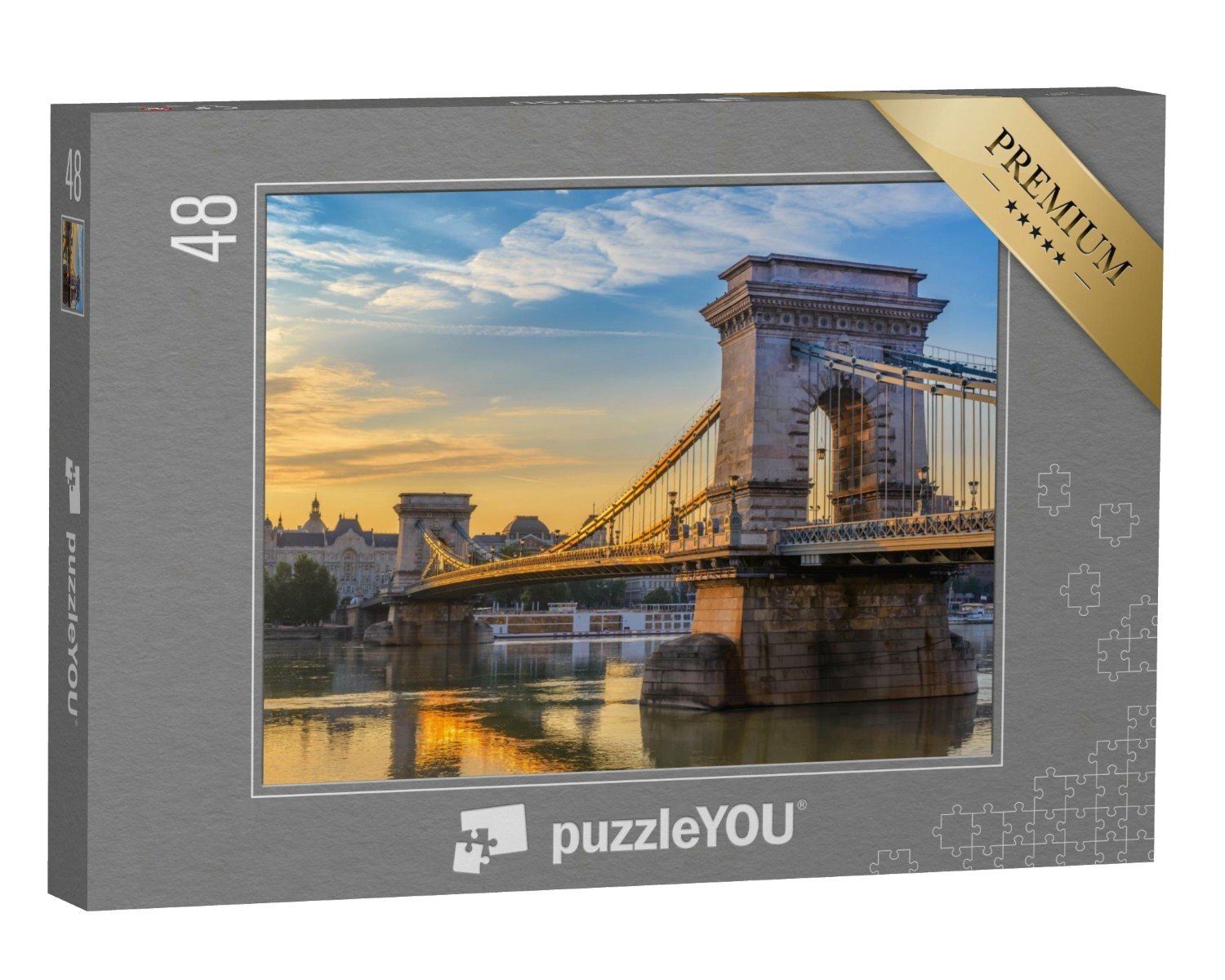 puzzleYOU Puzzle Kettenbrücke in Budapest, Ungarn, 48 Puzzleteile, puzzleYOU-Kollektionen Budapest, Europäische Städte