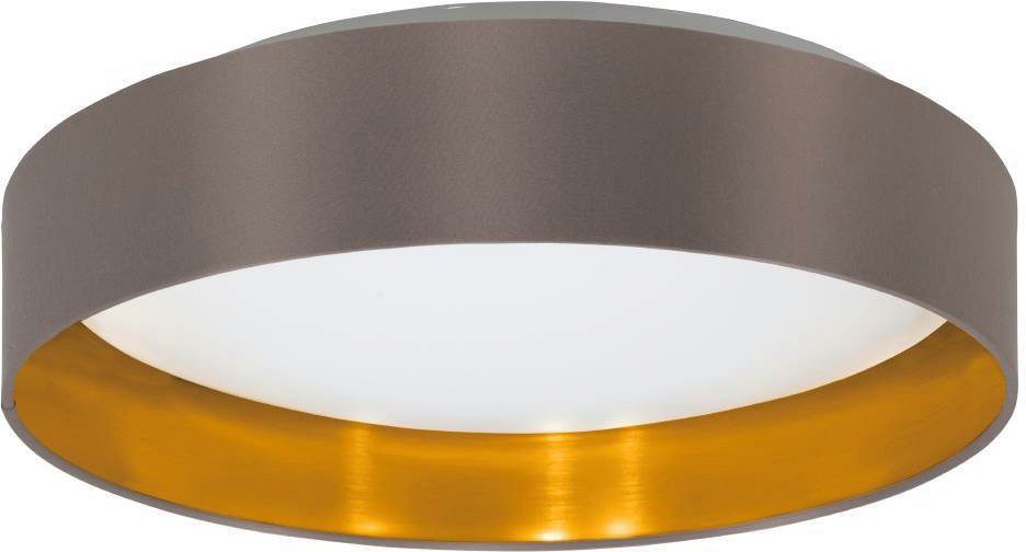 EGLO LED Deckenleuchte Maserlo, LED fest integriert, Warmweiß, Stofflampe Ø38 x H9 cm, LED-Platine, warmweißes Licht, Textilschirm cappuccino