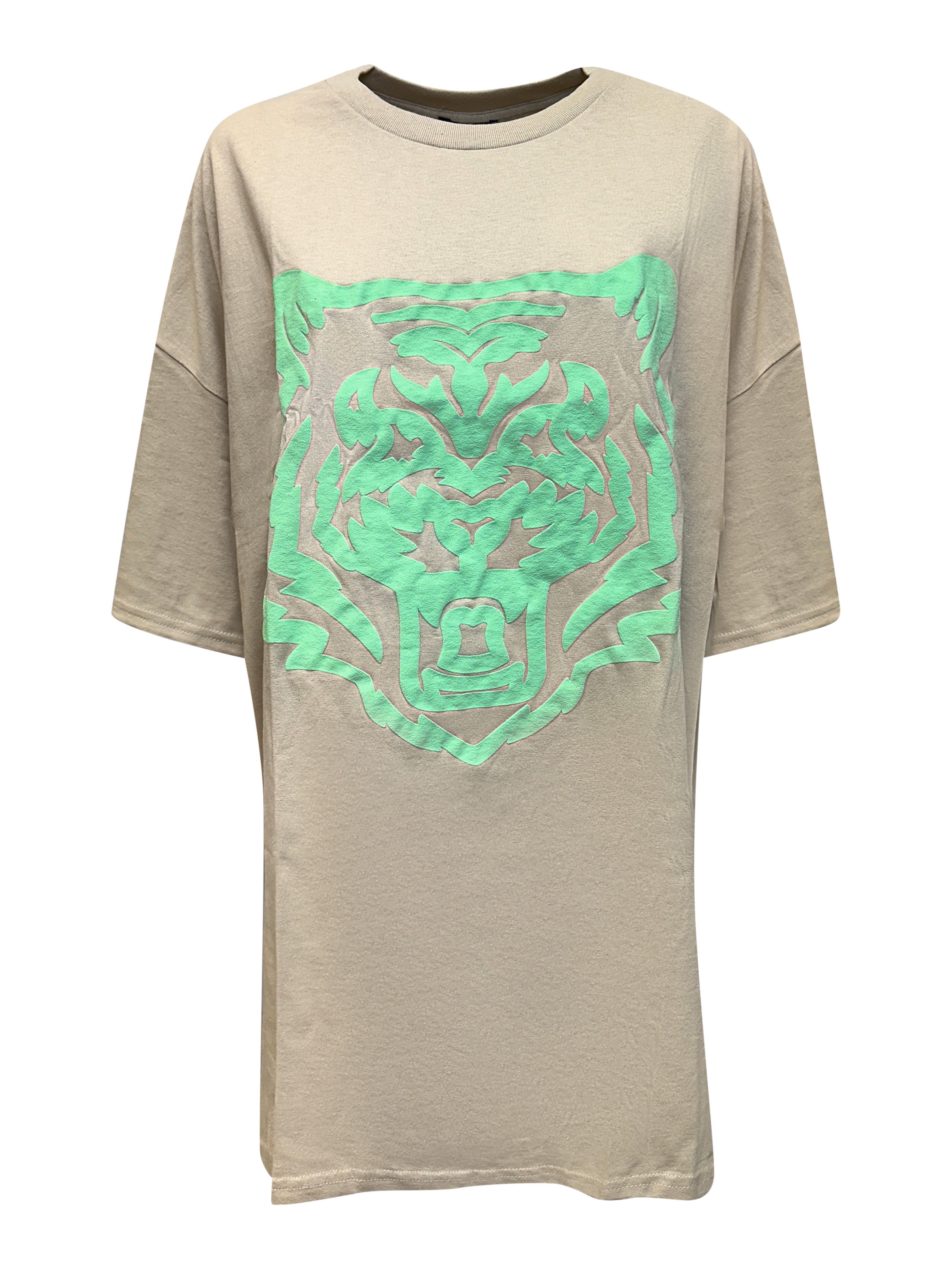 Worldclassca Print-Shirt Worldclassca Oversized Animal Print T-Shirt lang Sommer Tee Oberteil