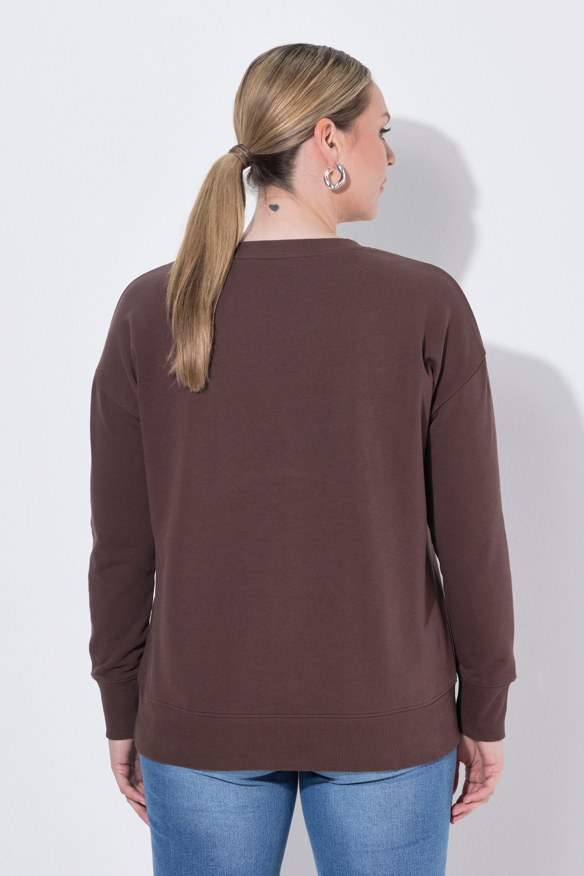 MIAMODA Sweatshirt Sweatshirt Loose Fit Blume mit Pailletten – Bild 3 von 3
