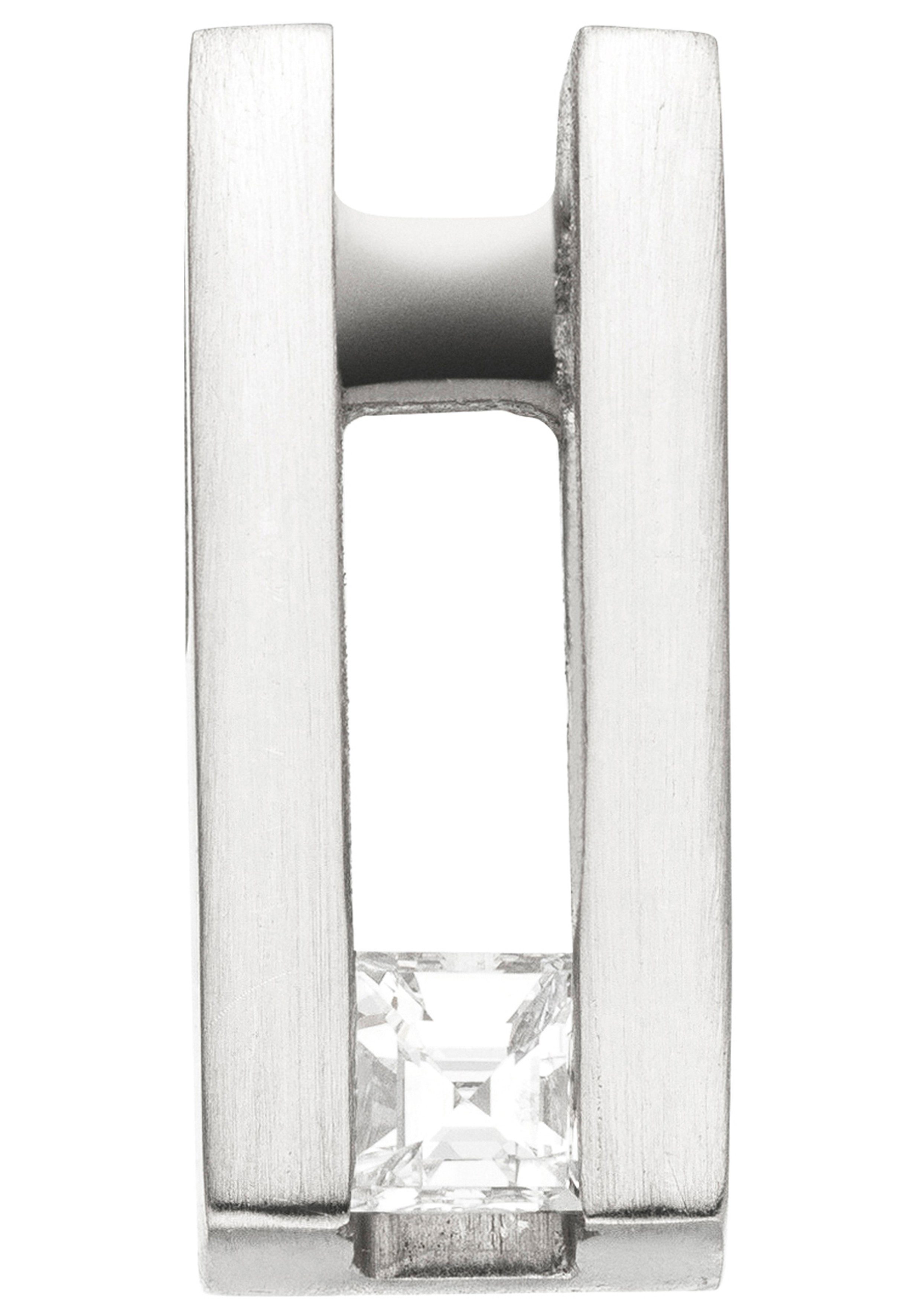JOBO Kettenanhänger Anhänger Platinanhänger 13 mm lang, 950 Platin matt mit Diamant im Caree-Schliff