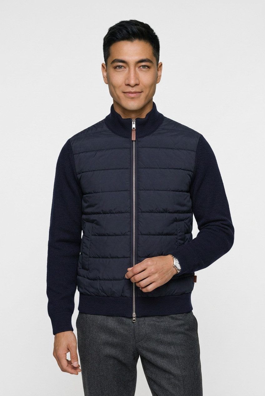 Gant Strickjacke HYBRID ZIPPED CARDIGAN Regular fit mit Stehkragen