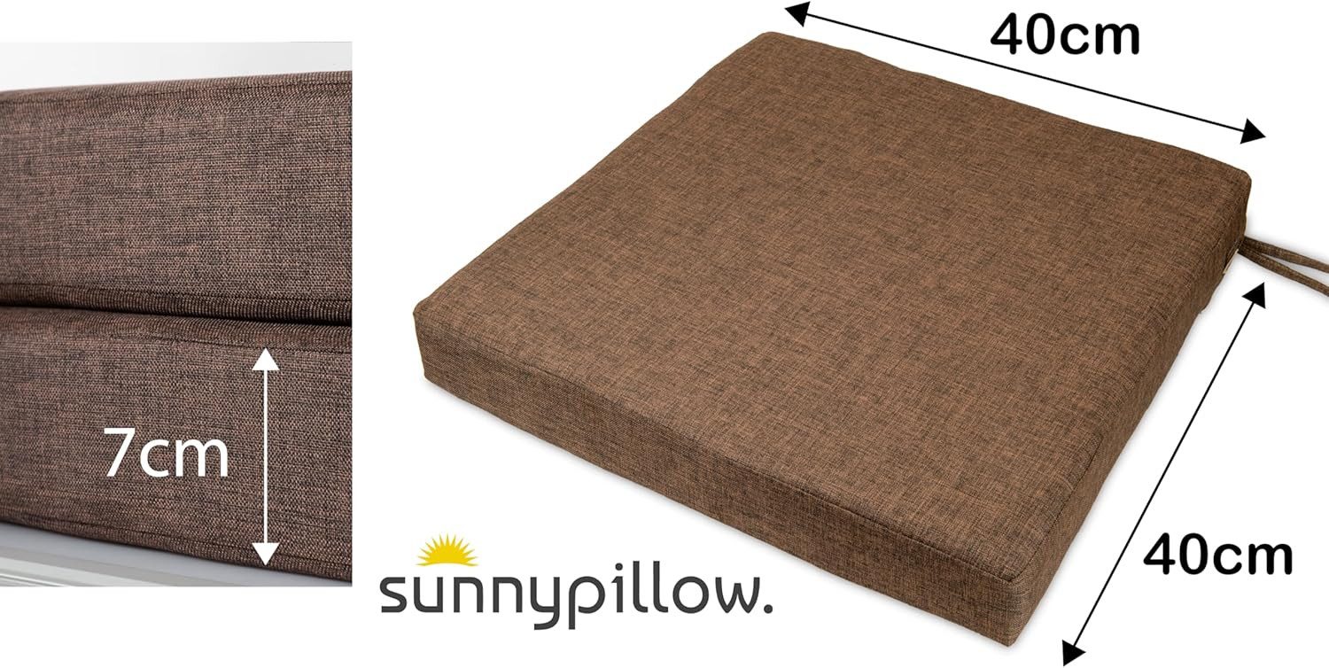 sunnypillow Stuhlkissen 2er Set Stuhlkissen mit Bändern "HAVANA" viele Farben zur Auswahl, Braun
