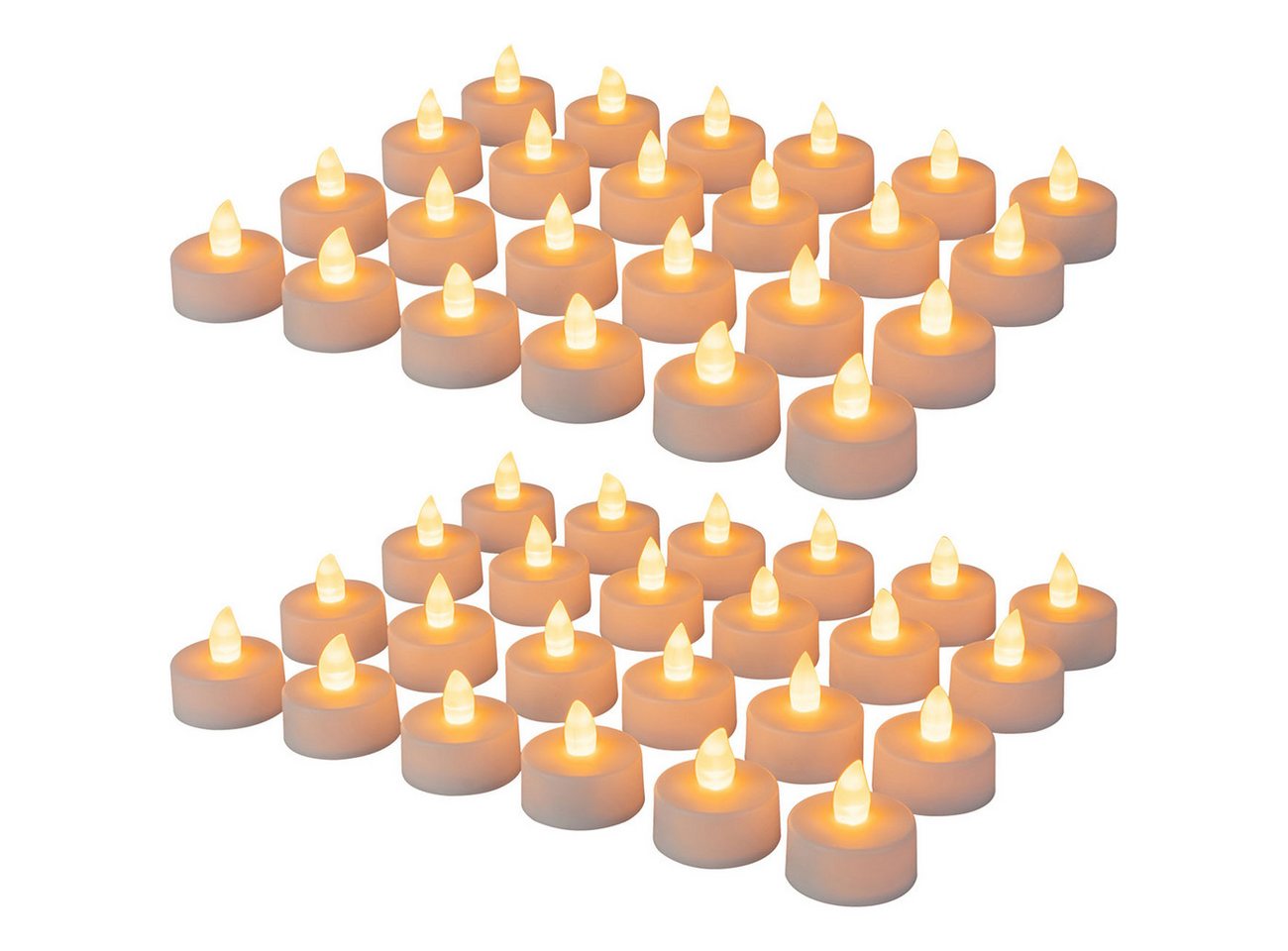 Casativo LED-Teelichter Stimmungsvolle LED Teelichter Flackerndes Licht bis zu 100 Std. Licht, LED fest integriert, Echter Kerzeneffekt, langlebig bis 50.000 Std. Ø 3,7 x 3,5 cm, weiß