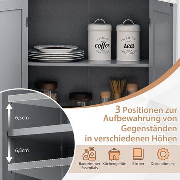 KOMFOTTEU Hochschrank Küchenschrank mit 3 Ebenen, 4 Türen