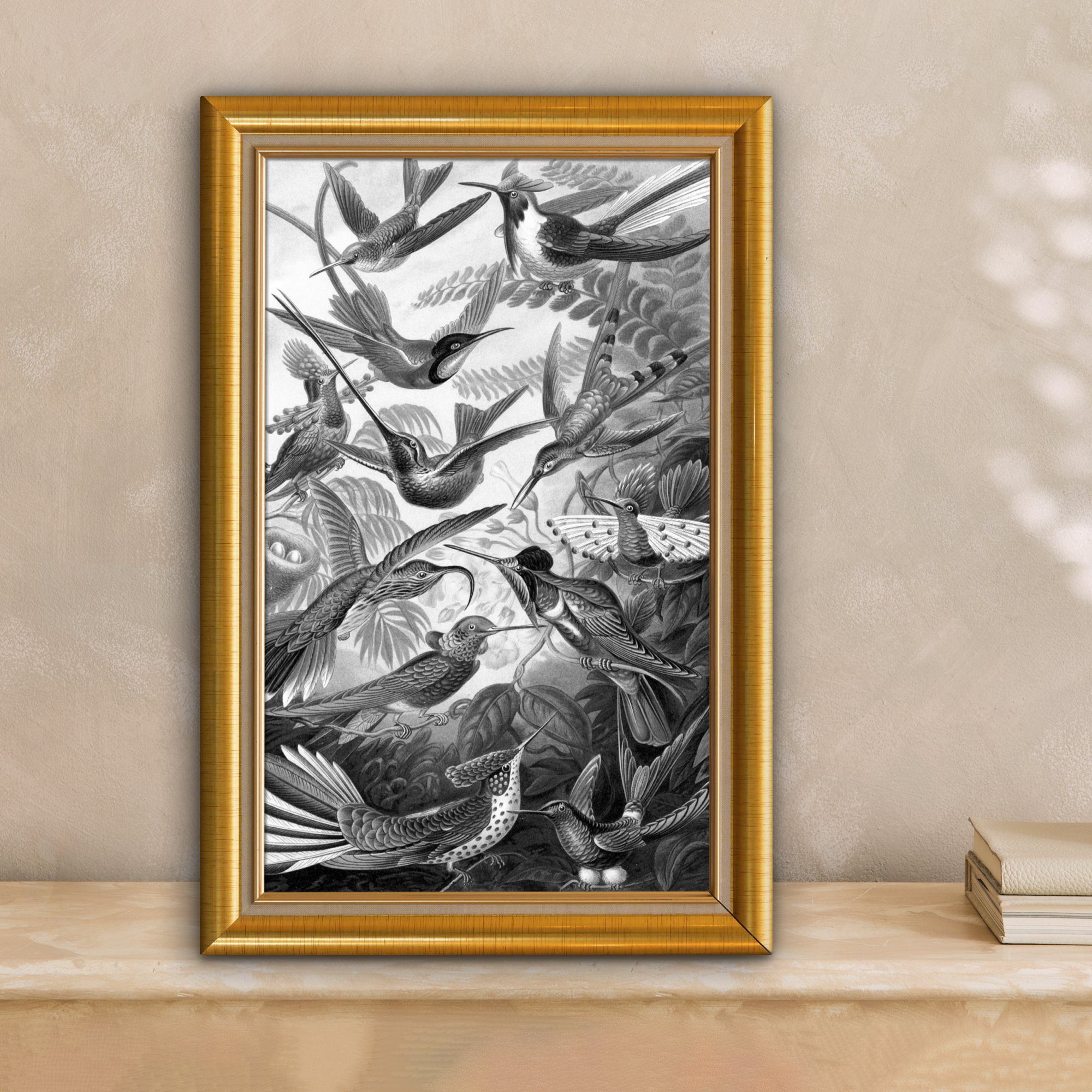 - (1 Zackenaufhänger, St), Leinwandbild fertig Leinwandbild Kunstwerk - Gemälde, bespannt 20x30 Gold, inkl. Rahmen OneMillionCanvasses® Maler - cm